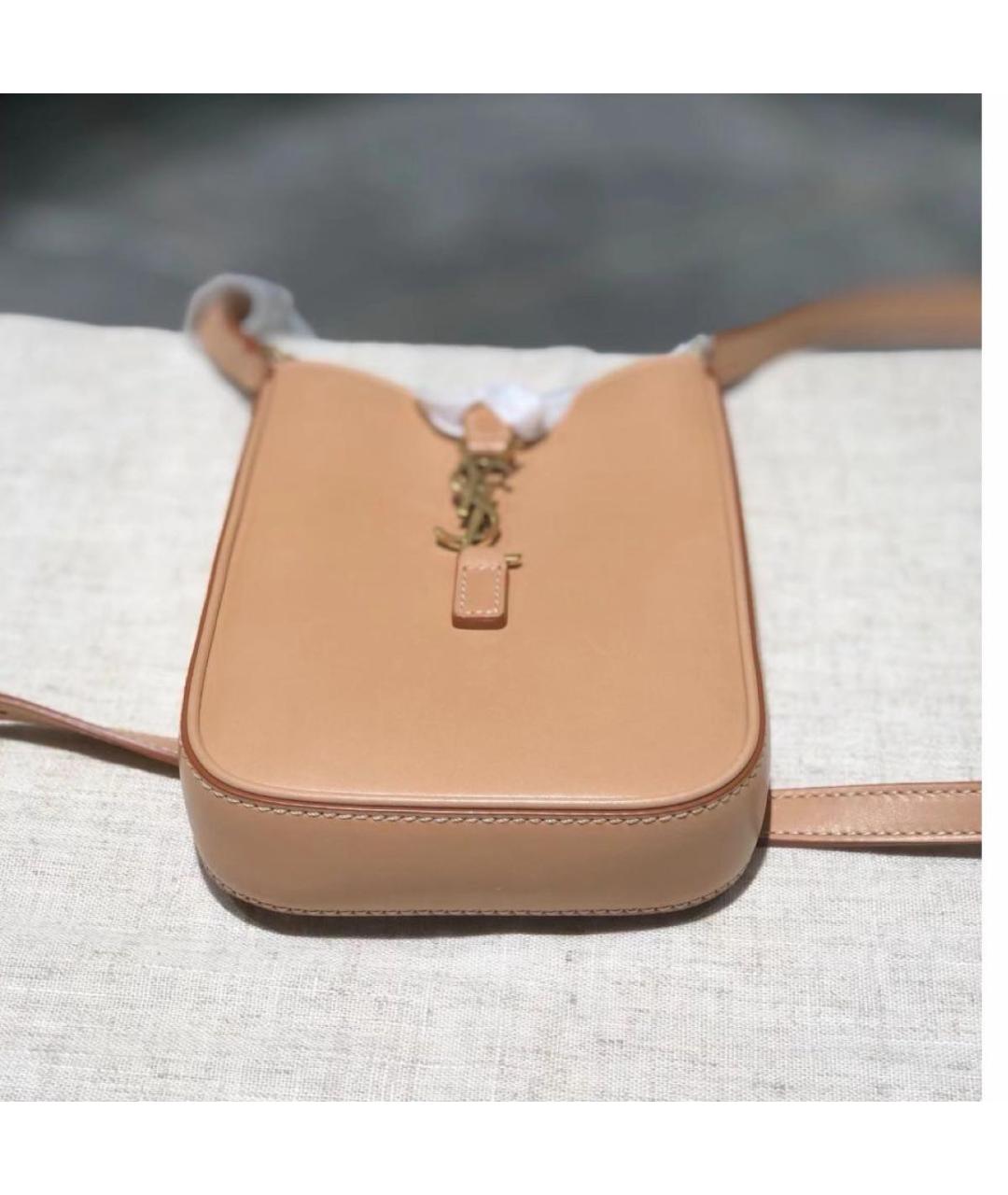 SAINT LAURENT Коричневая кожаная сумка через плечо, фото 2