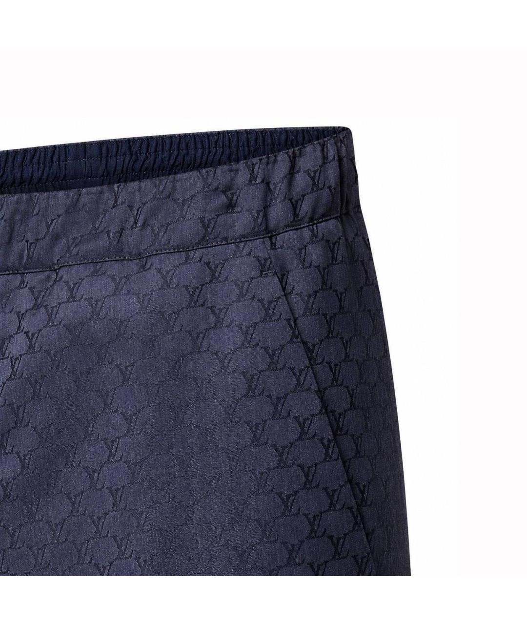 LOUIS VUITTON Темно-синие шерстяные повседневные брюки, фото 3