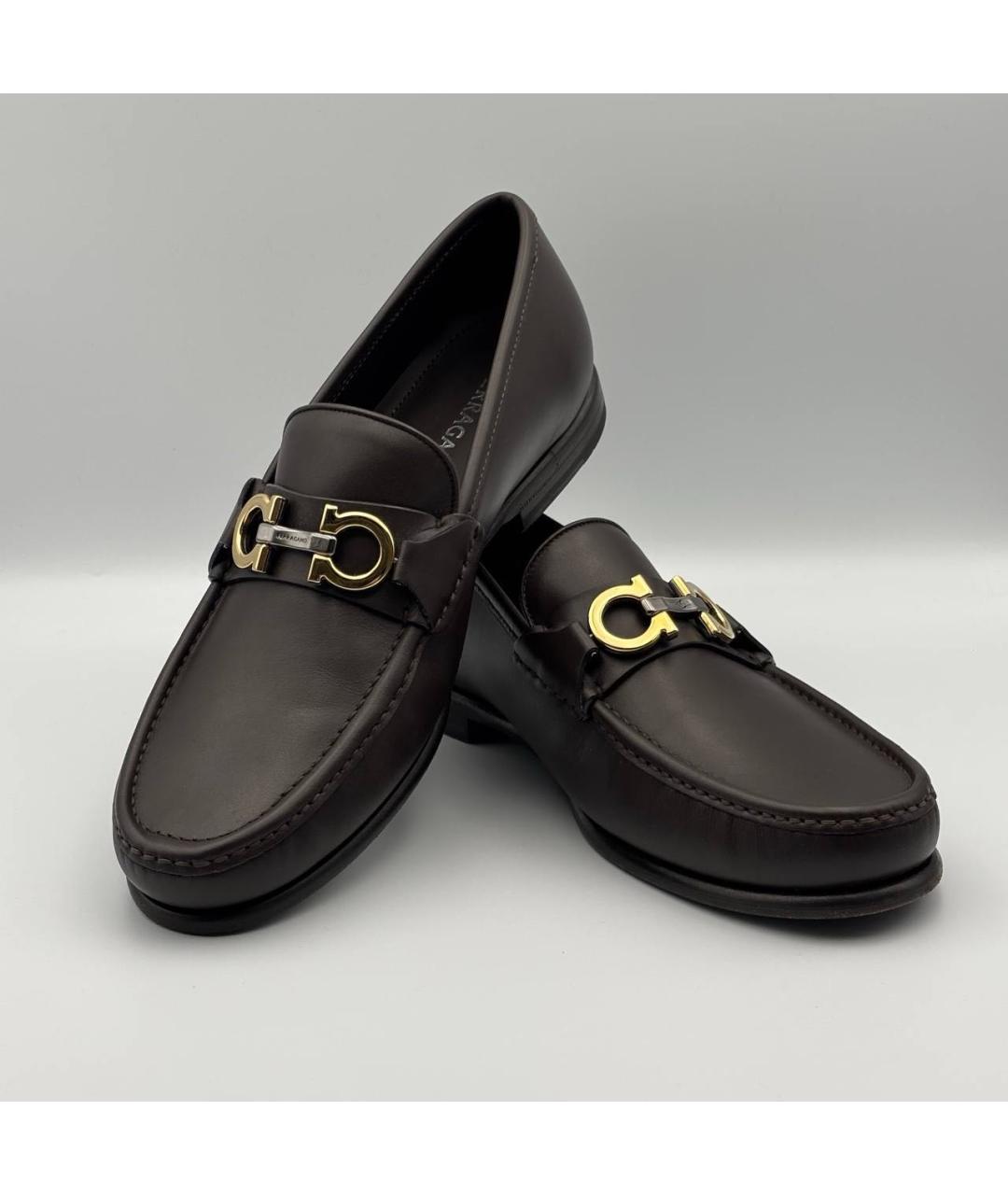 FERRAGAMO Коричневые кожаные лоферы, фото 4