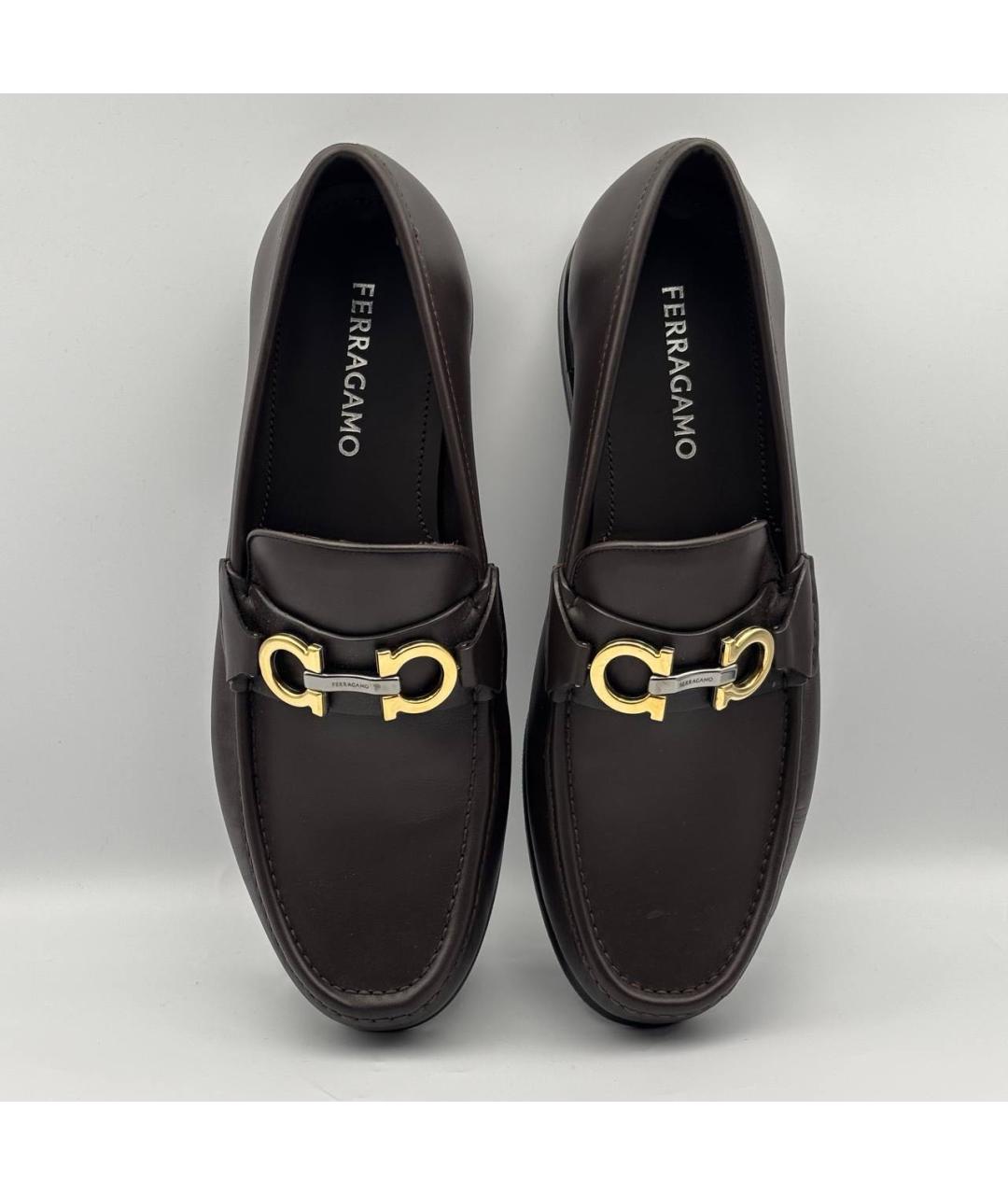FERRAGAMO Коричневые кожаные лоферы, фото 3