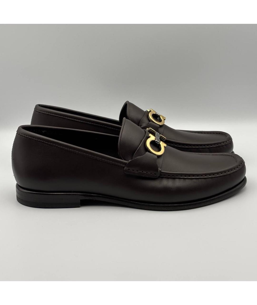 FERRAGAMO Коричневые кожаные лоферы, фото 6