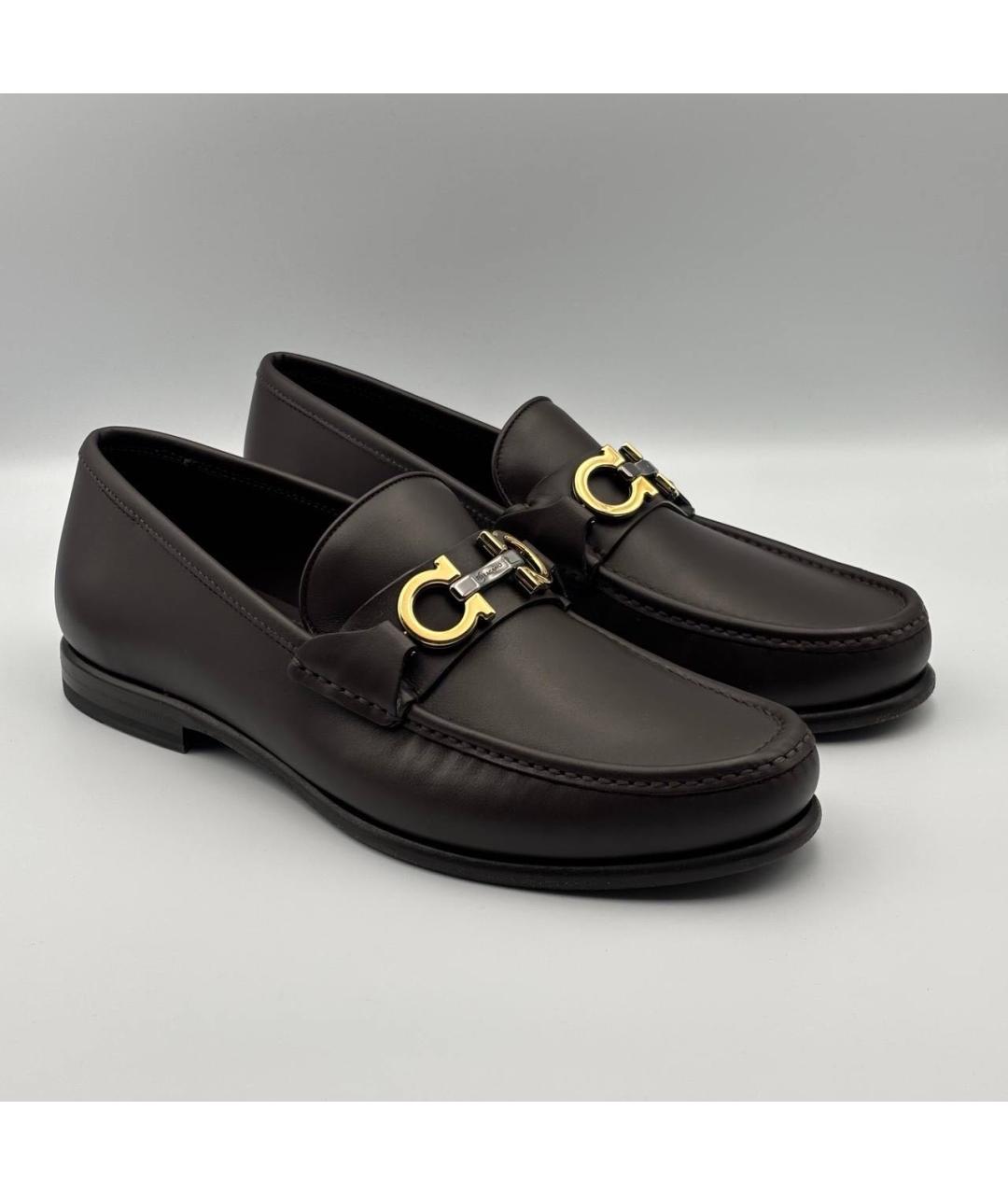 FERRAGAMO Коричневые кожаные лоферы, фото 2