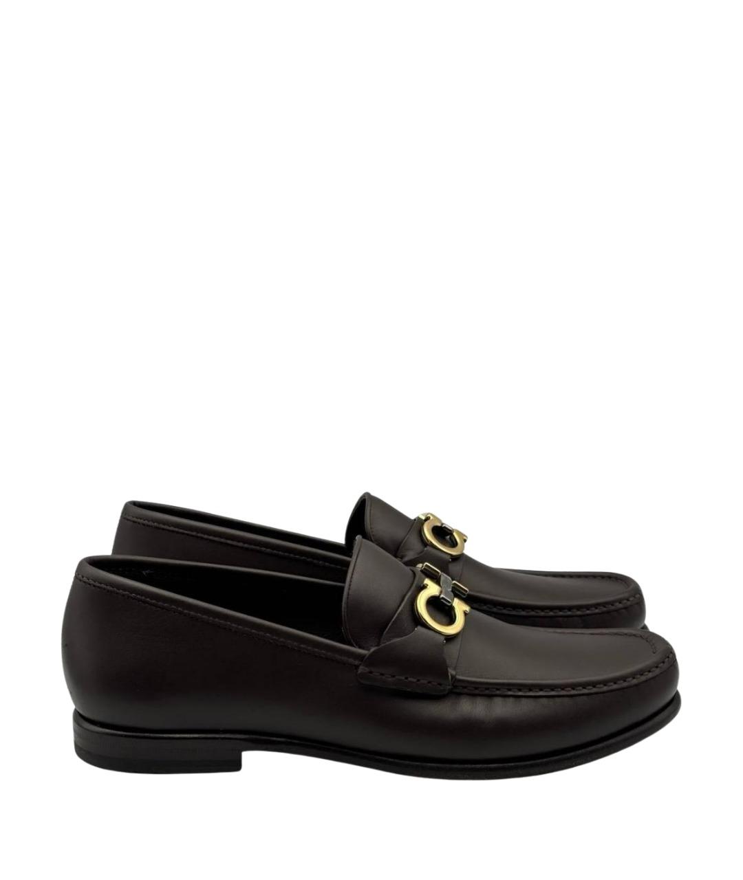 FERRAGAMO Коричневые кожаные лоферы, фото 1