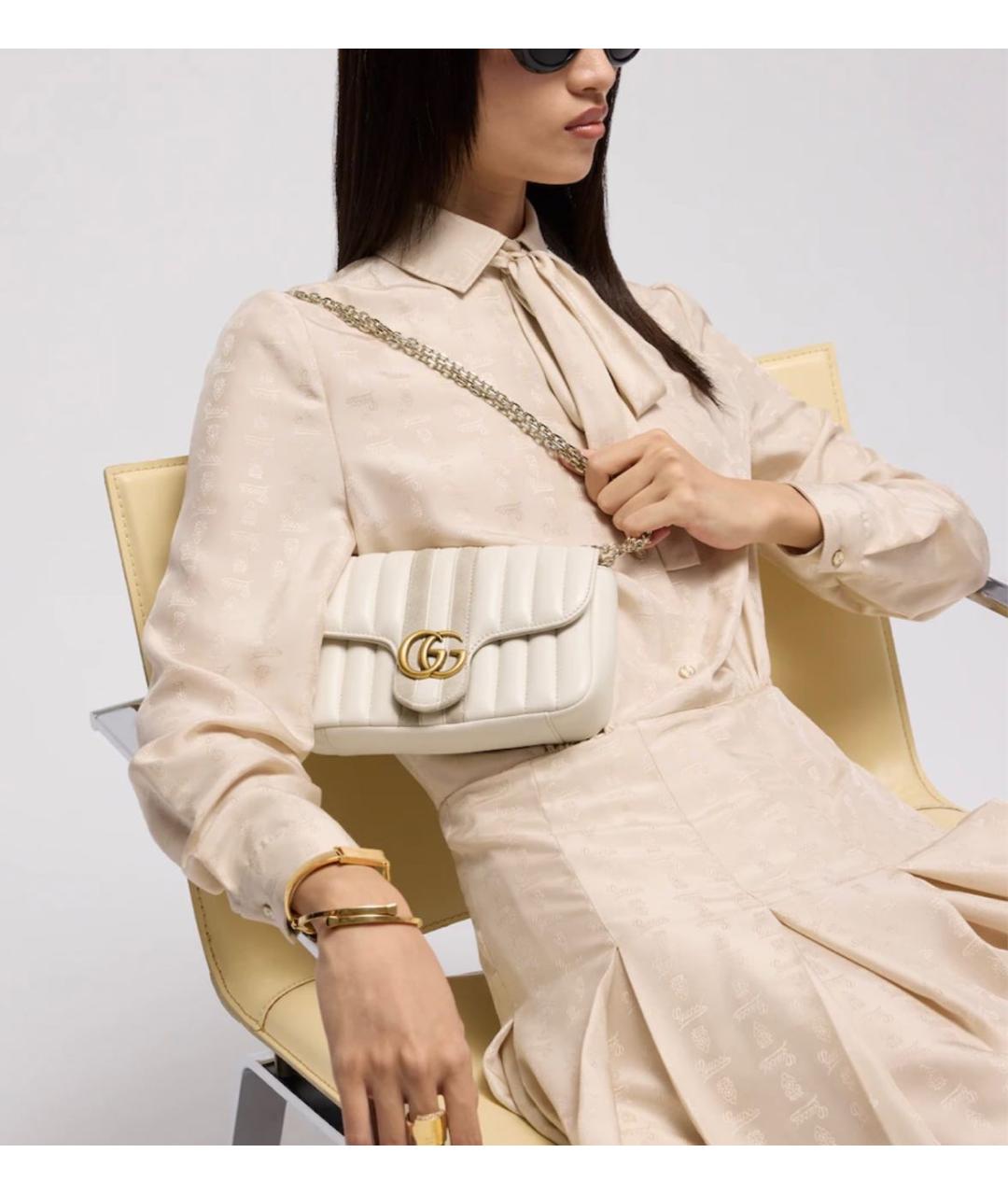 GUCCI Белая кожаная сумка через плечо, фото 4