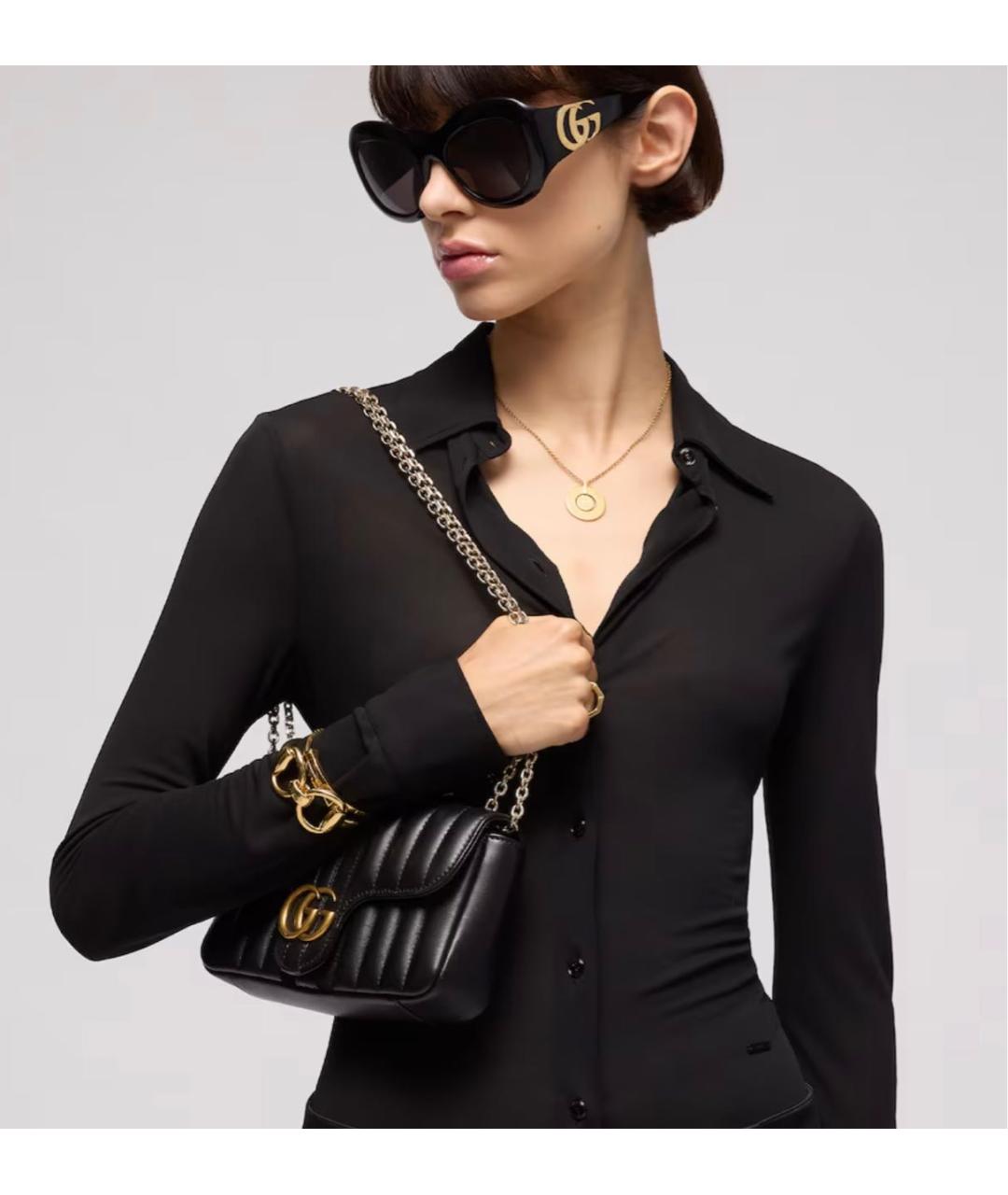 GUCCI Черная кожаная сумка через плечо, фото 4