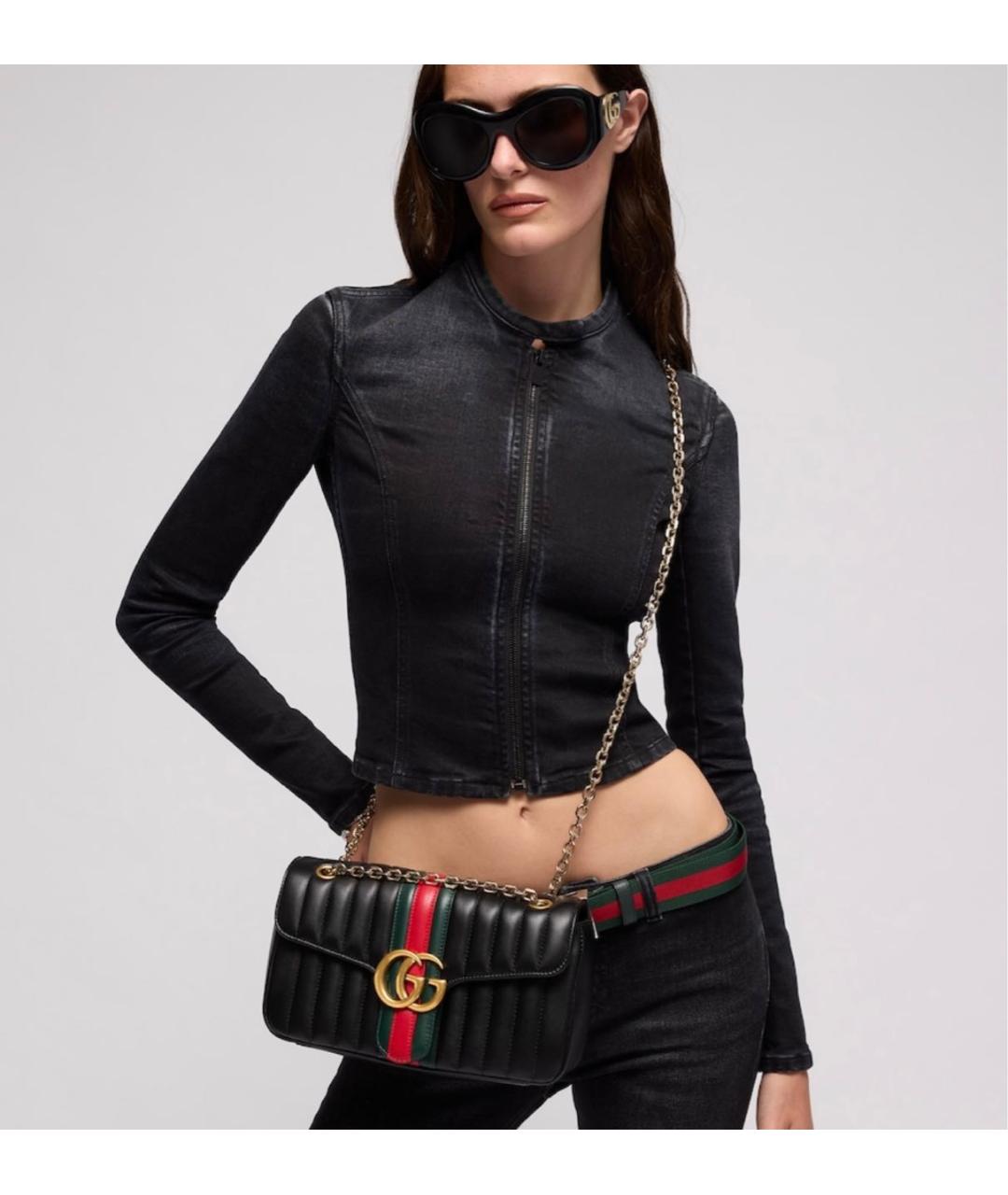 GUCCI Черная кожаная сумка через плечо, фото 4