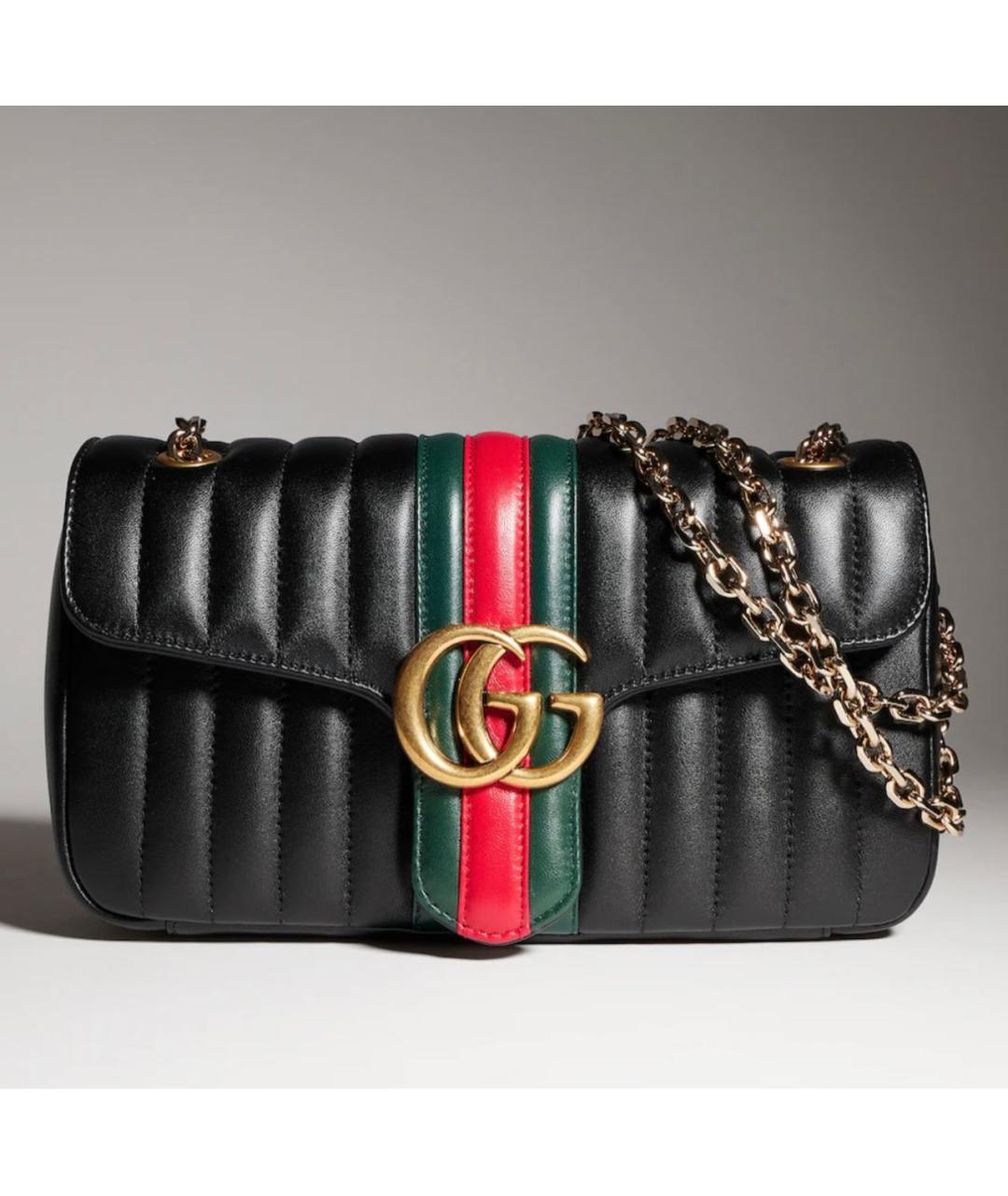GUCCI Черная кожаная сумка через плечо, фото 5