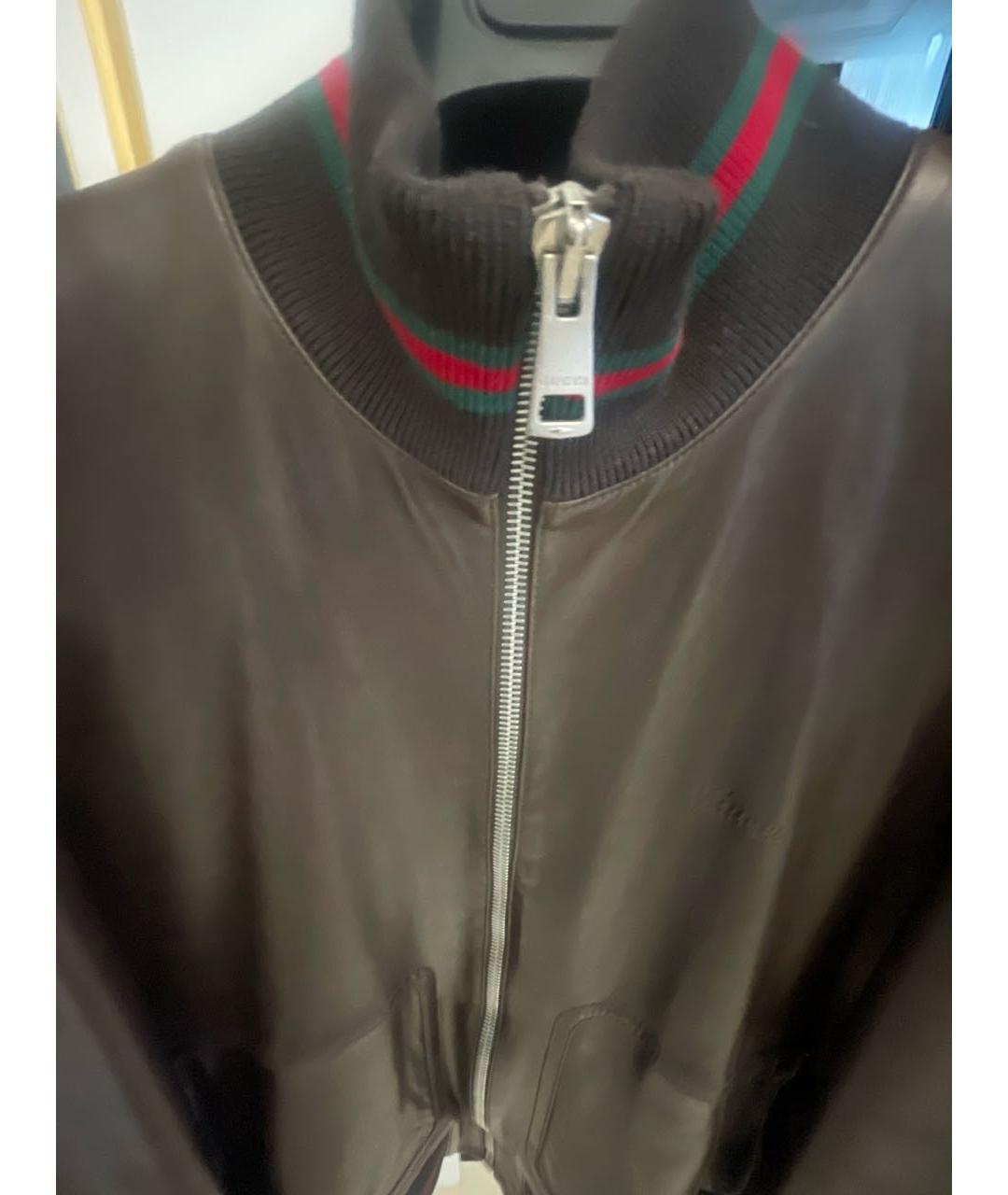 GUCCI Коричневая кожаная куртка, фото 2