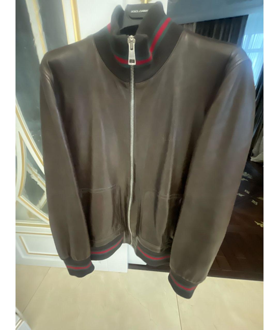 GUCCI Коричневая кожаная куртка, фото 3
