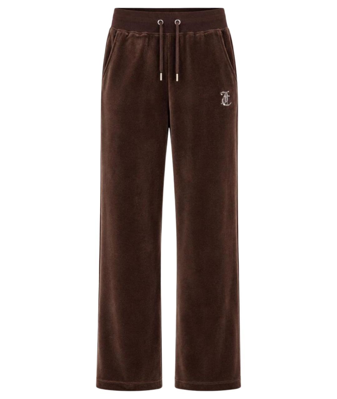 JUICY COUTURE Коричневые велюровые прямые брюки, фото 1