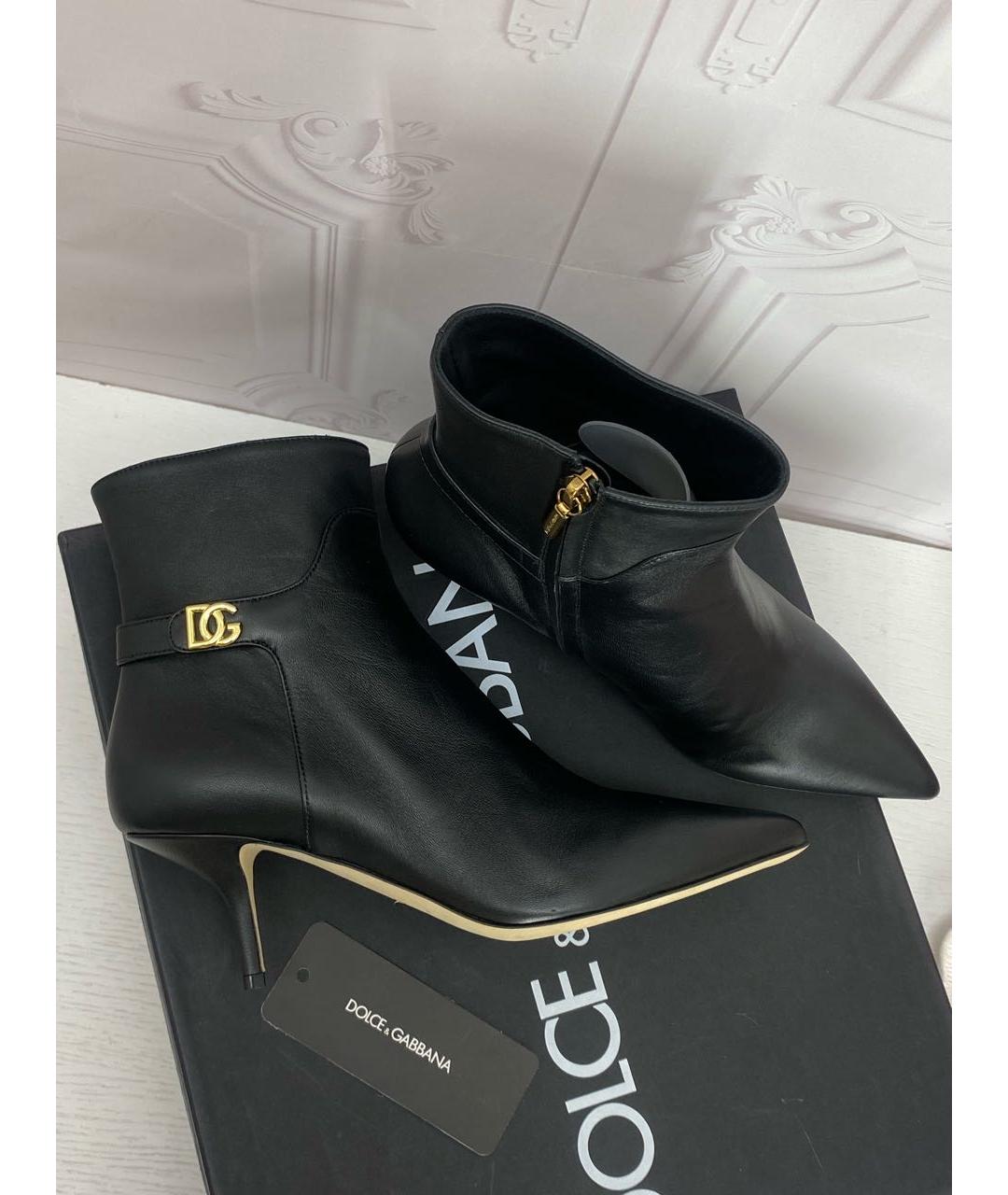 DOLCE&GABBANA Черные кожаные полусапоги, фото 5
