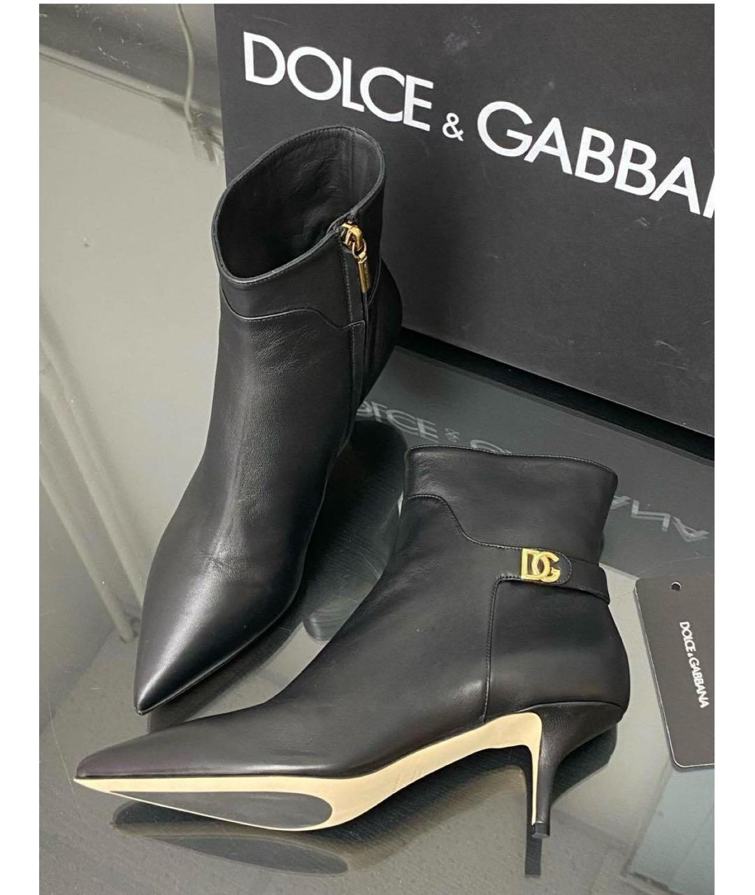 DOLCE&GABBANA Черные кожаные полусапоги, фото 3