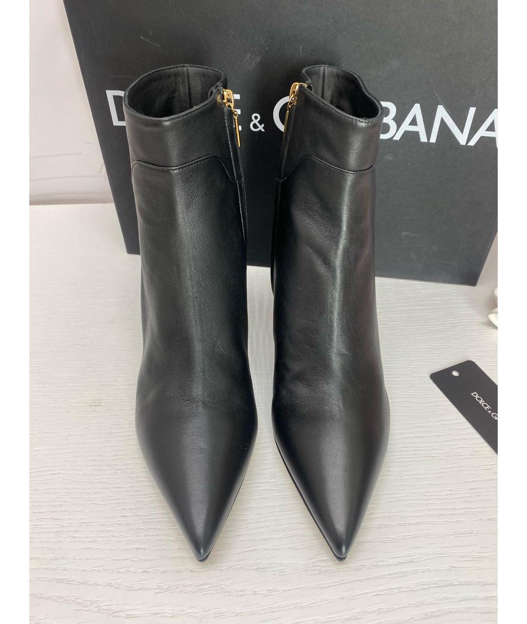DOLCE&GABBANA Черные кожаные полусапоги, фото 2