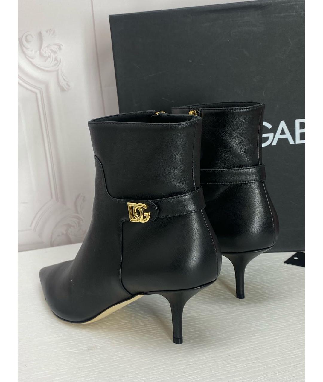 DOLCE&GABBANA Черные кожаные полусапоги, фото 4
