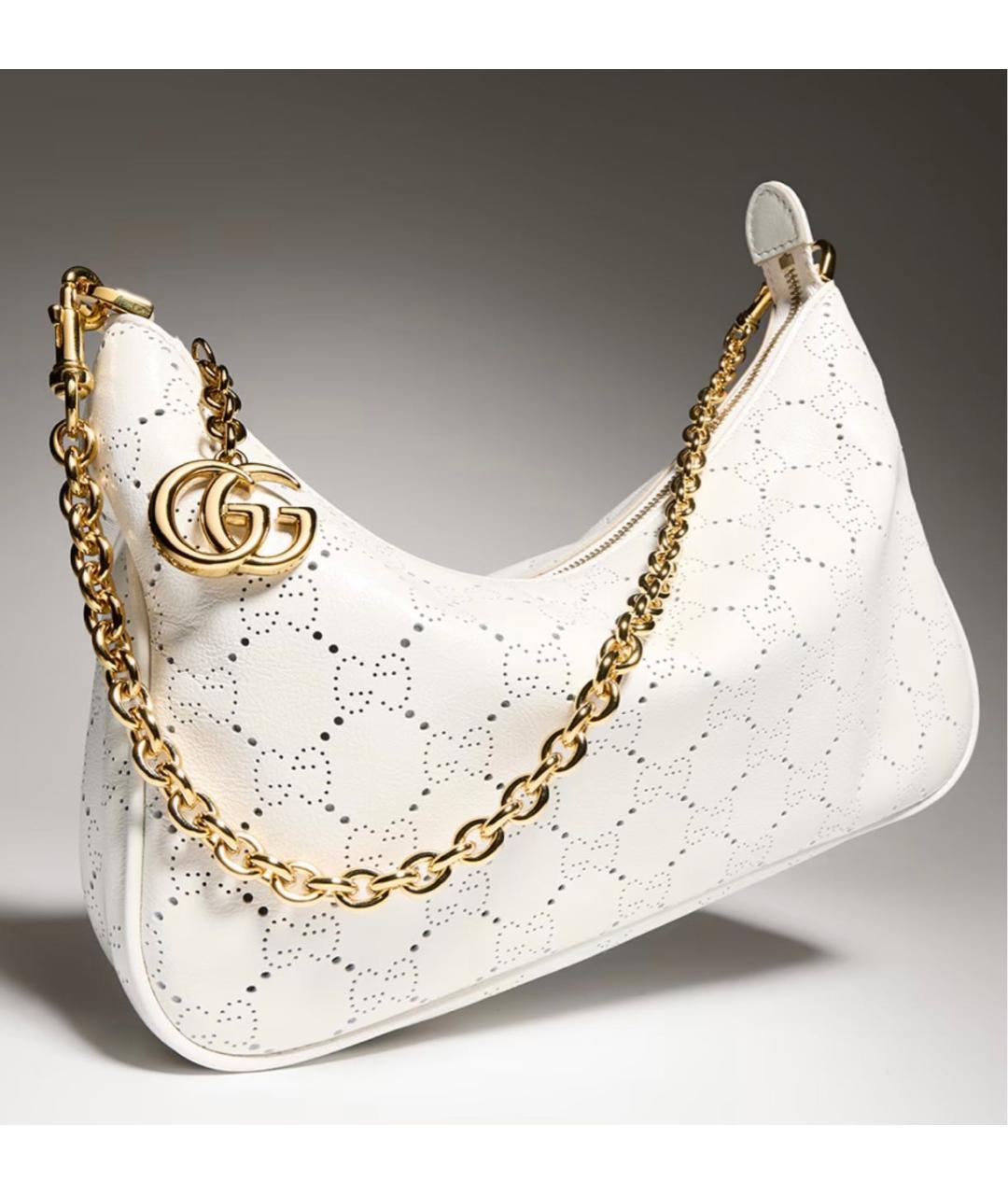 GUCCI Белая кожаная сумка с короткими ручками, фото 3