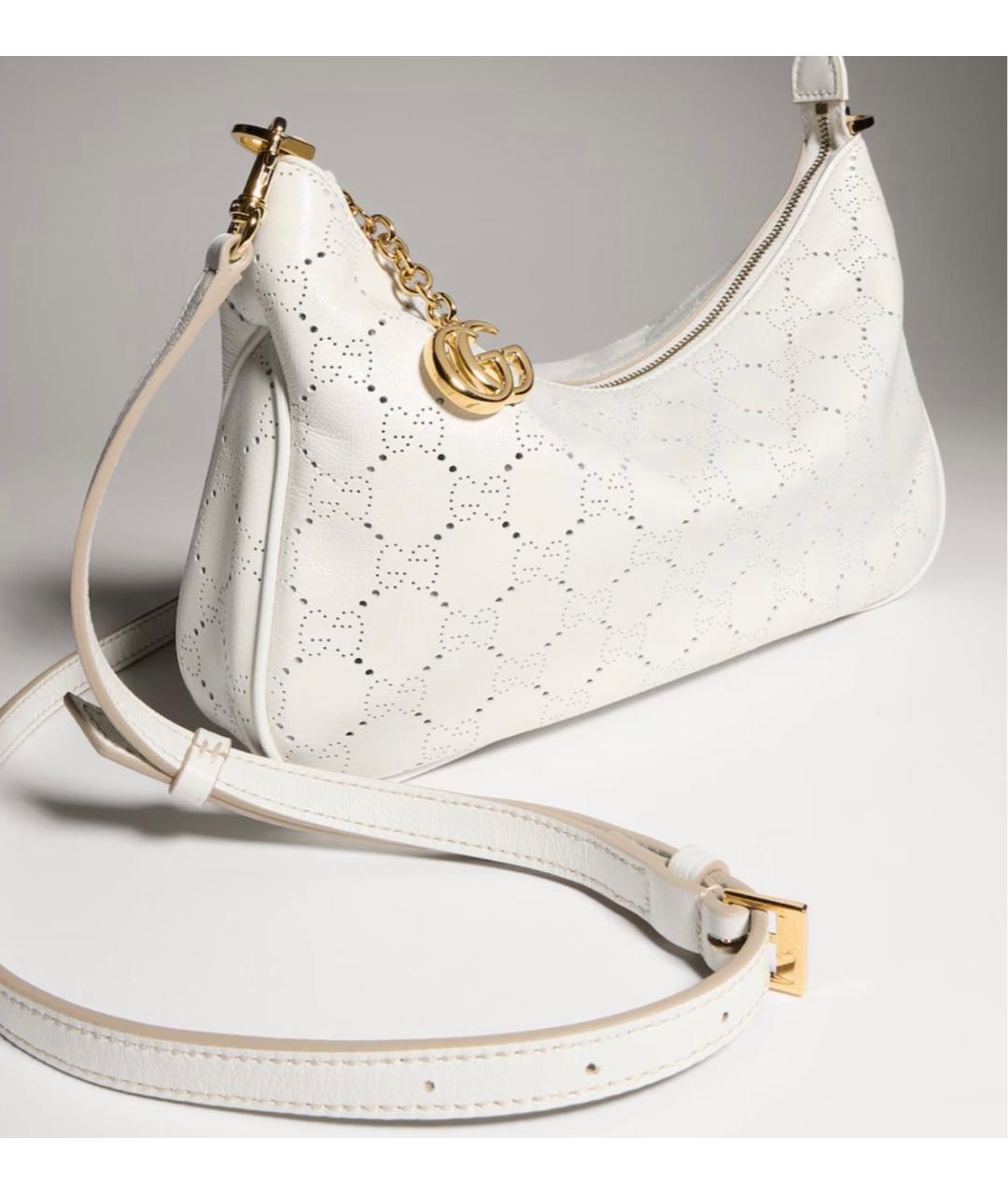 GUCCI Белая кожаная сумка с короткими ручками, фото 2