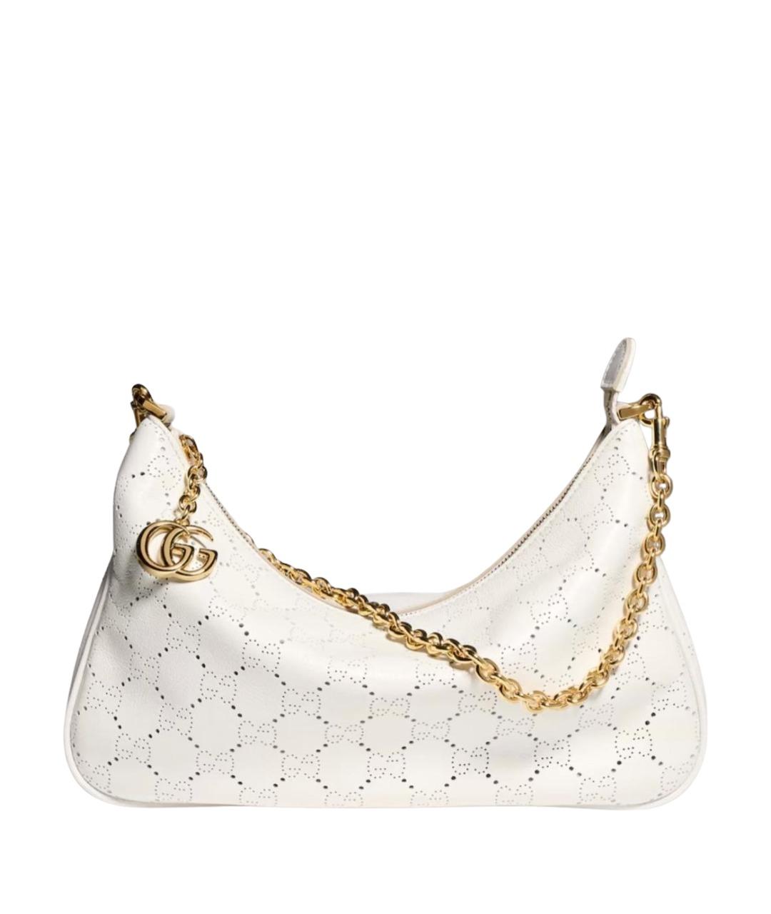 GUCCI Белая кожаная сумка с короткими ручками, фото 1
