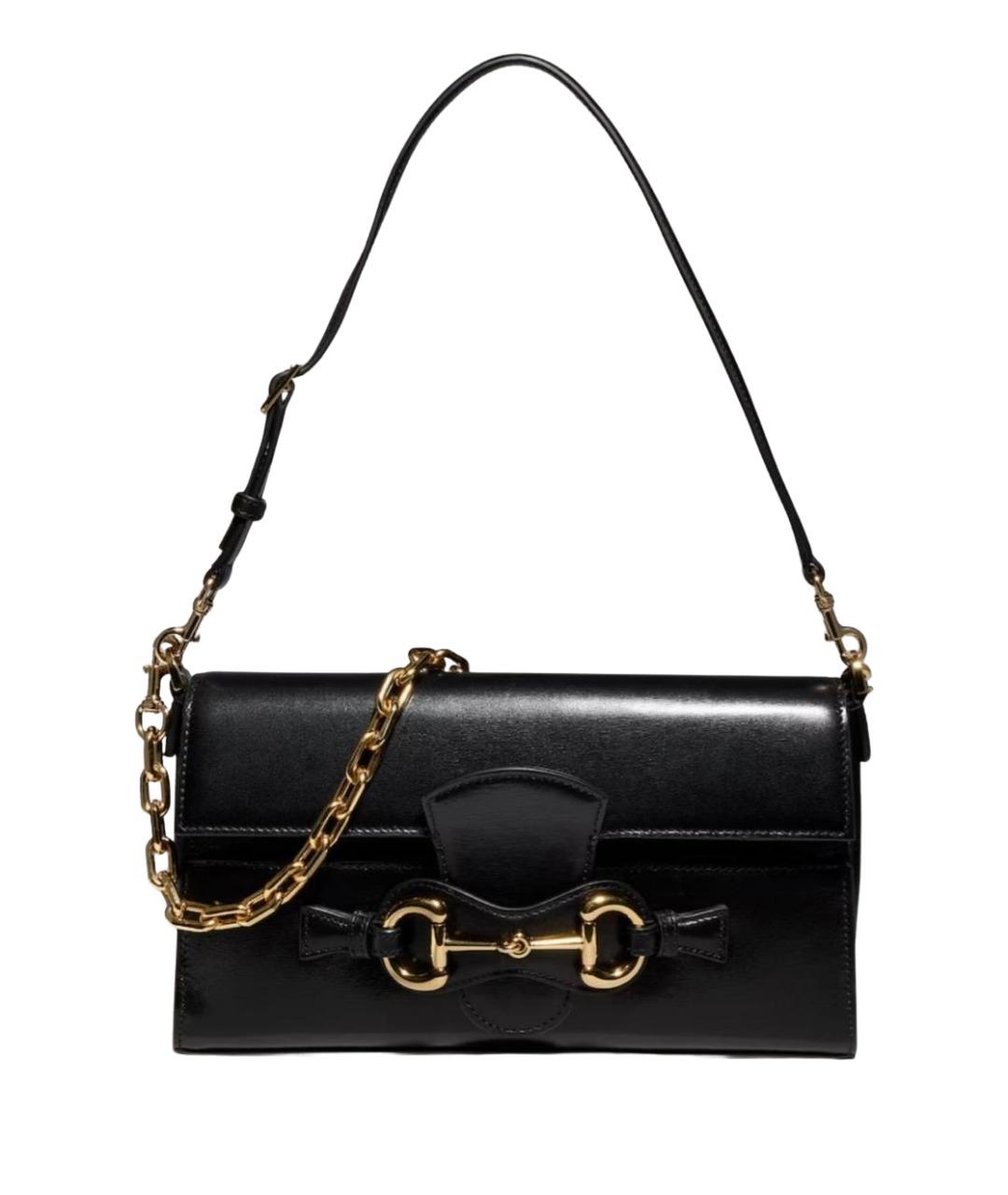 GUCCI Черная кожаная сумка с короткими ручками, фото 1
