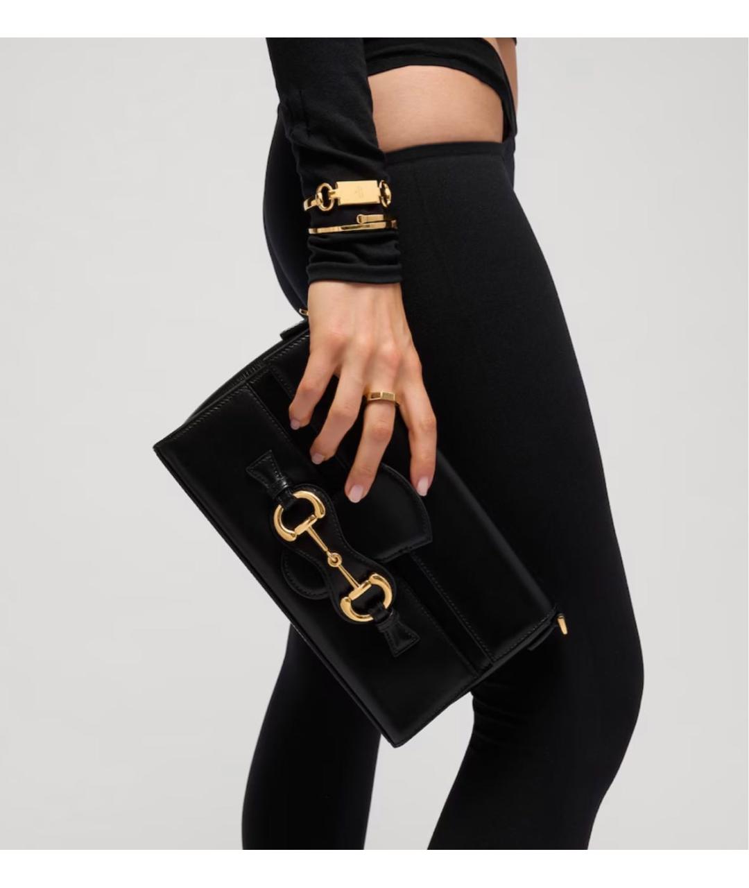 GUCCI Черная кожаная сумка с короткими ручками, фото 3