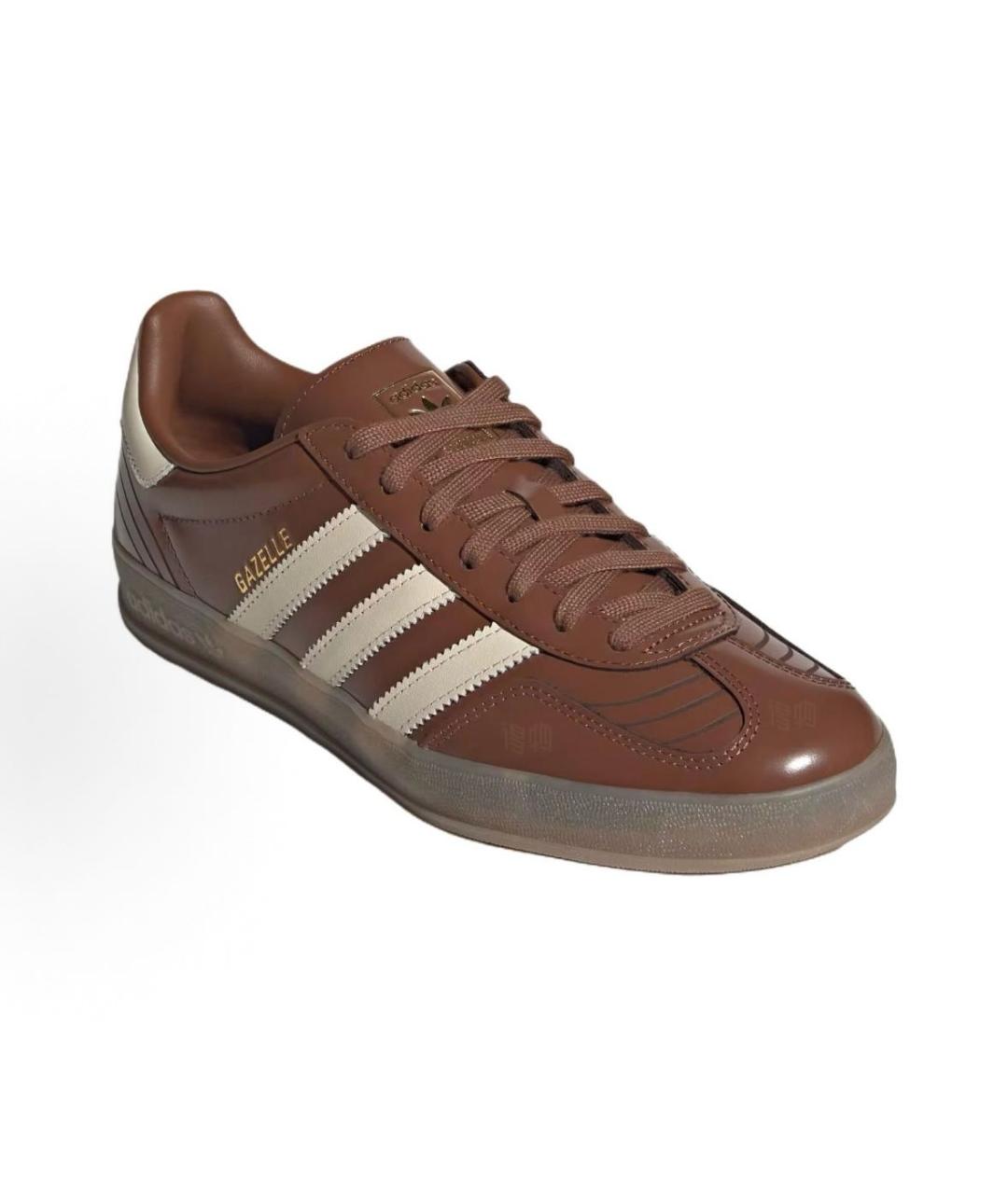 ADIDAS Коричневые кожаные низкие кроссовки / кеды, фото 3
