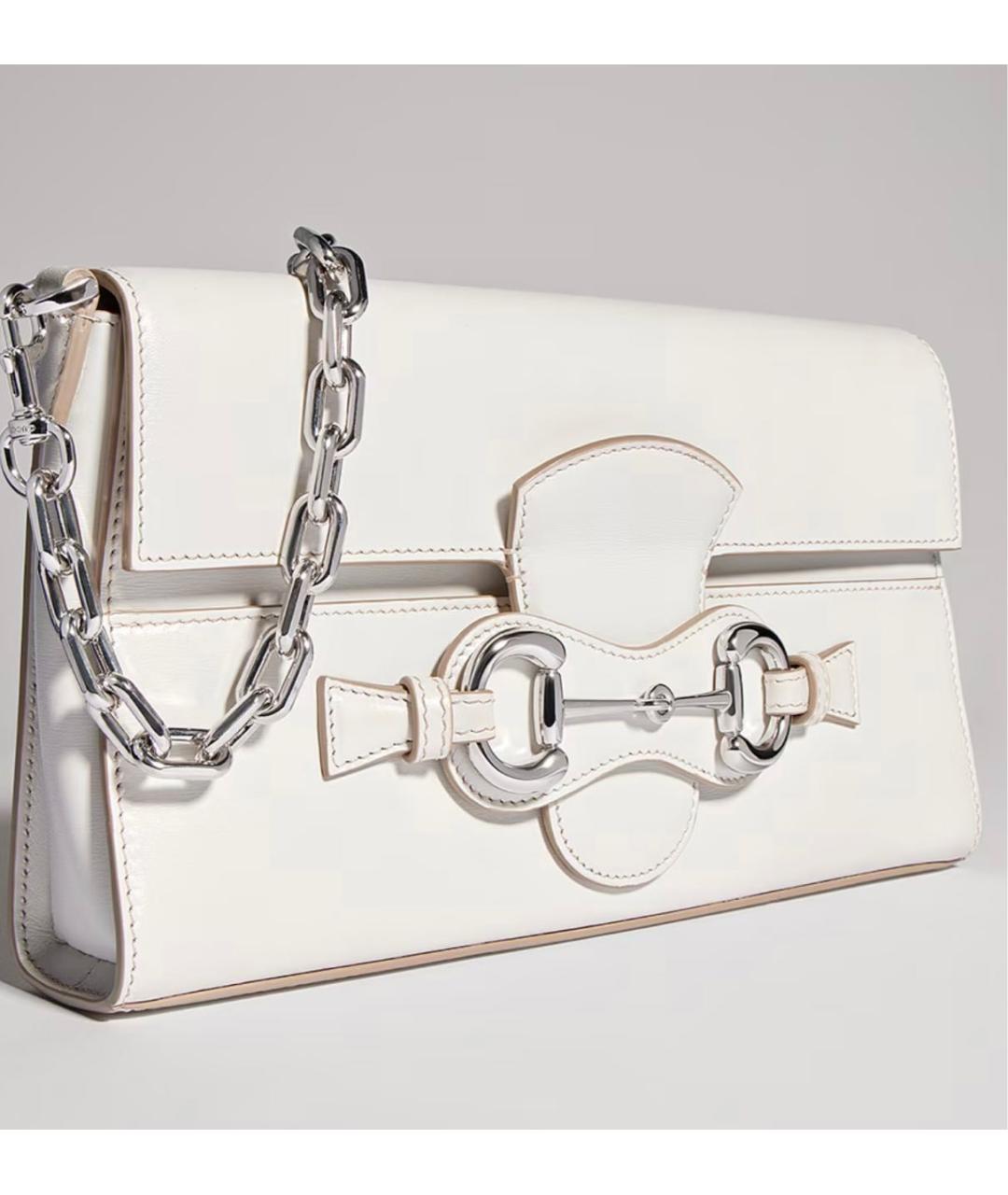 GUCCI Белая кожаная сумка с короткими ручками, фото 2