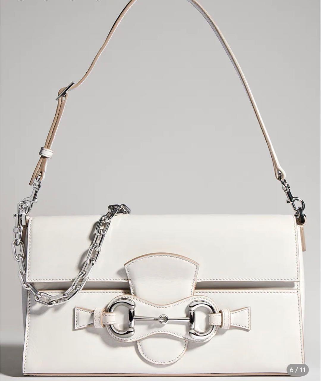 GUCCI Белая кожаная сумка с короткими ручками, фото 7