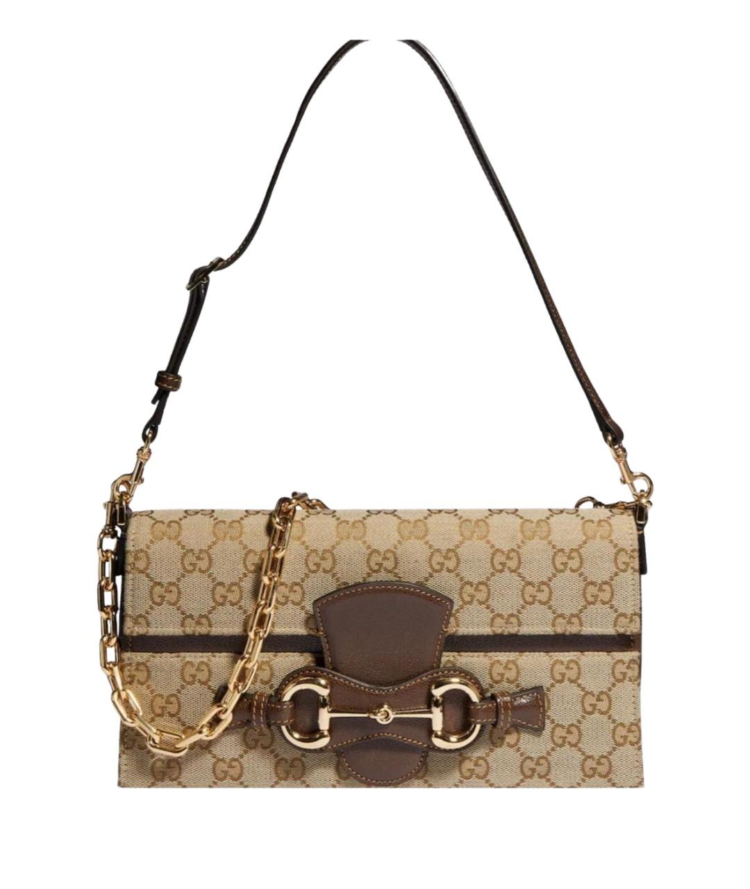 GUCCI Бежевая сумка с короткими ручками из канвы, фото 1