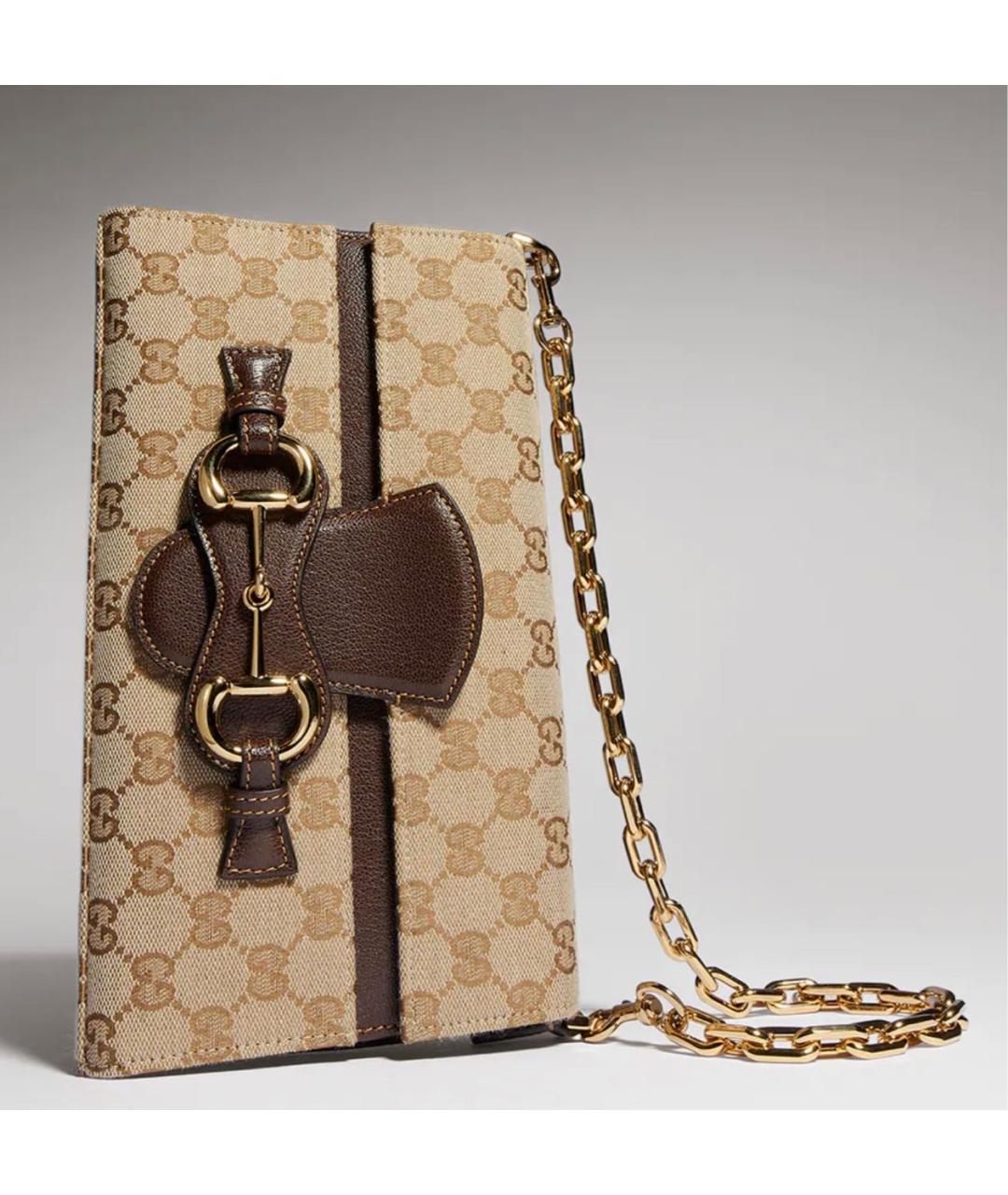 GUCCI Бежевая сумка с короткими ручками из канвы, фото 6
