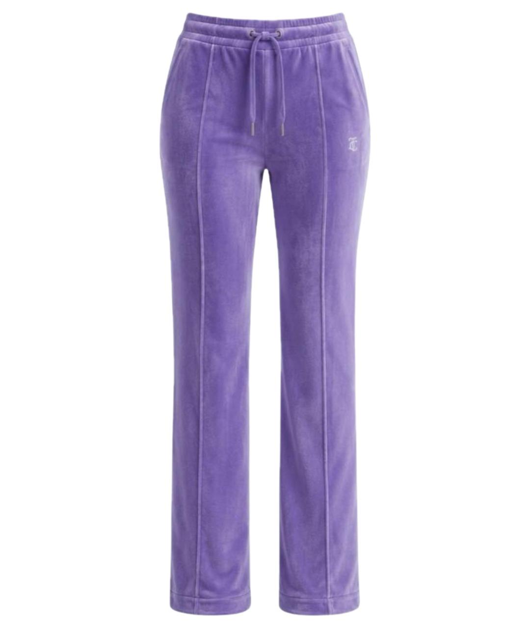 JUICY COUTURE Фиолетовые велюровые прямые брюки, фото 1