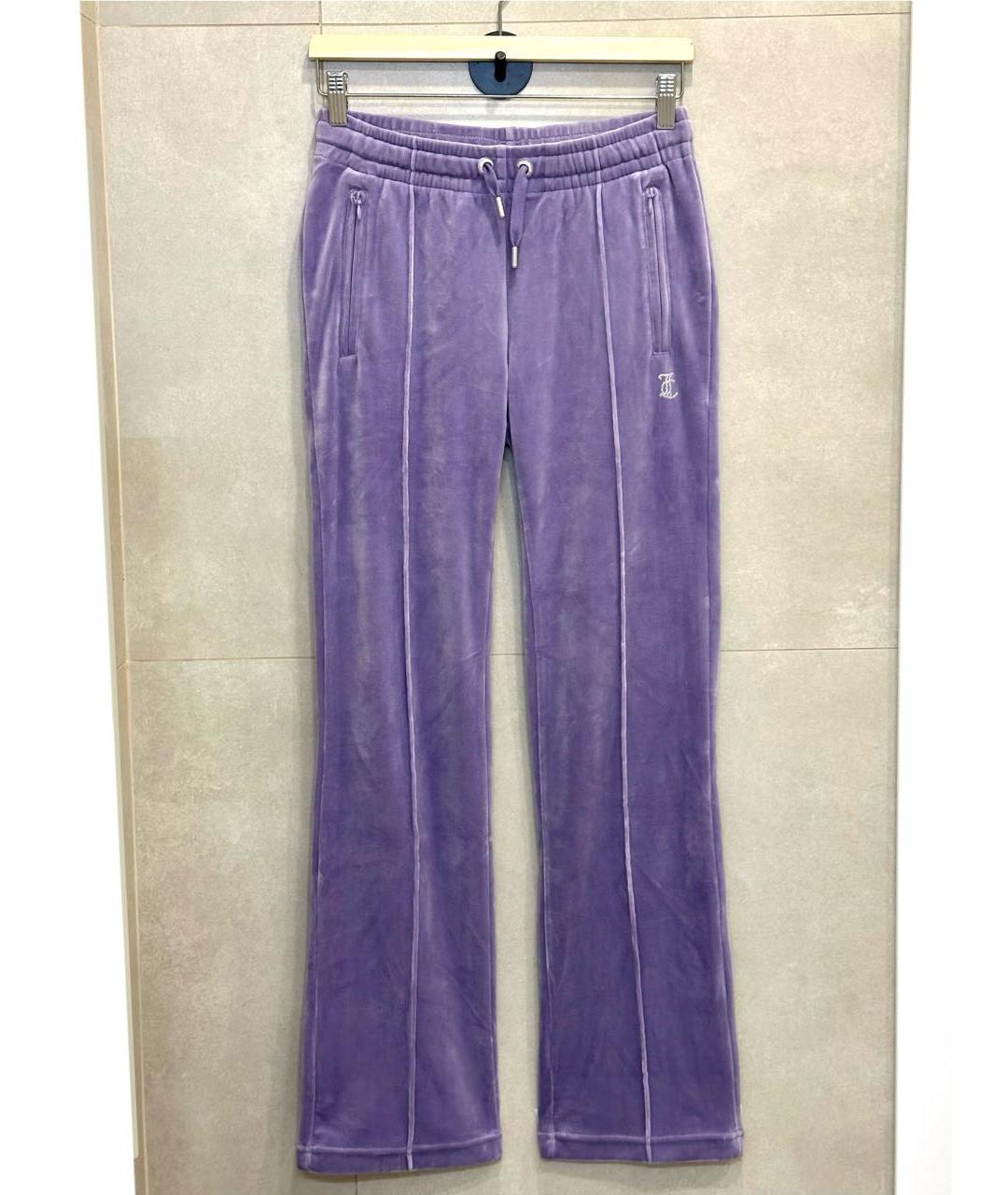 JUICY COUTURE Фиолетовые велюровые прямые брюки, фото 2