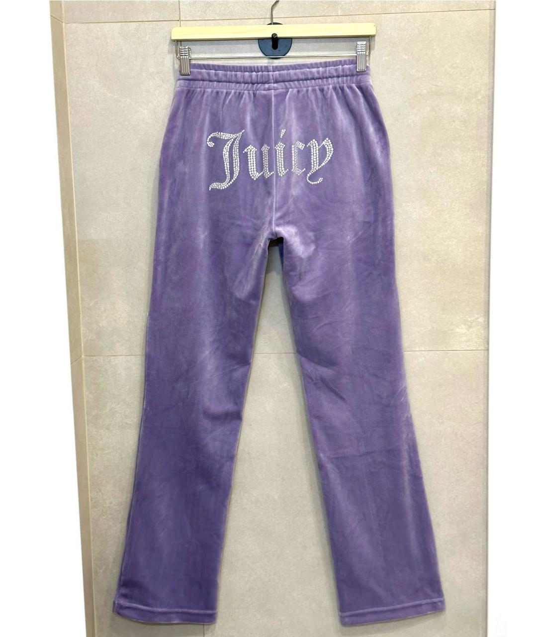 JUICY COUTURE Фиолетовые велюровые прямые брюки, фото 3