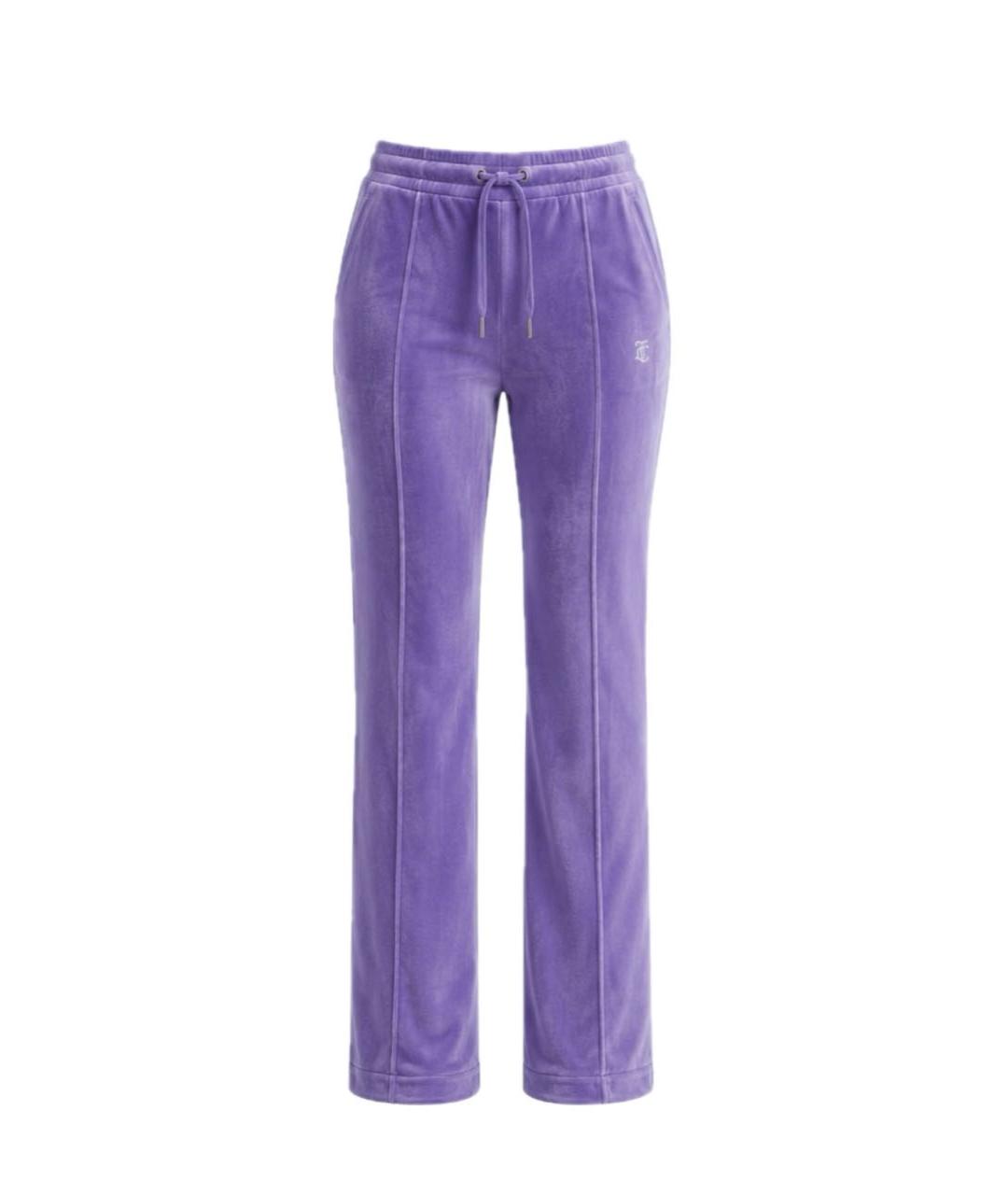 JUICY COUTURE Фиолетовые велюровые прямые брюки, фото 6