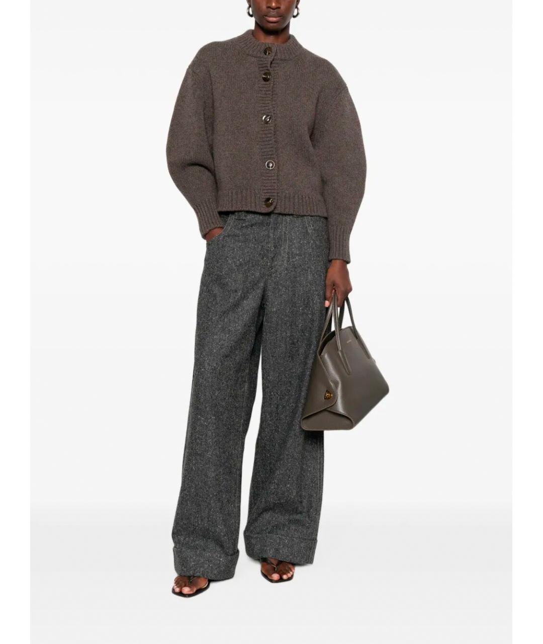 BRUNELLO CUCINELLI Черные шерстяные брюки широкие, фото 2