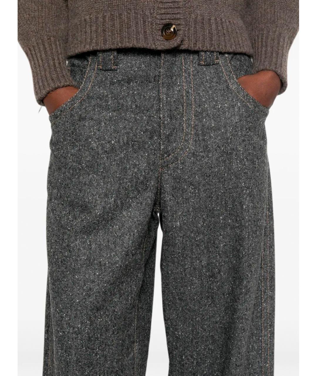 BRUNELLO CUCINELLI Черные шерстяные брюки широкие, фото 5