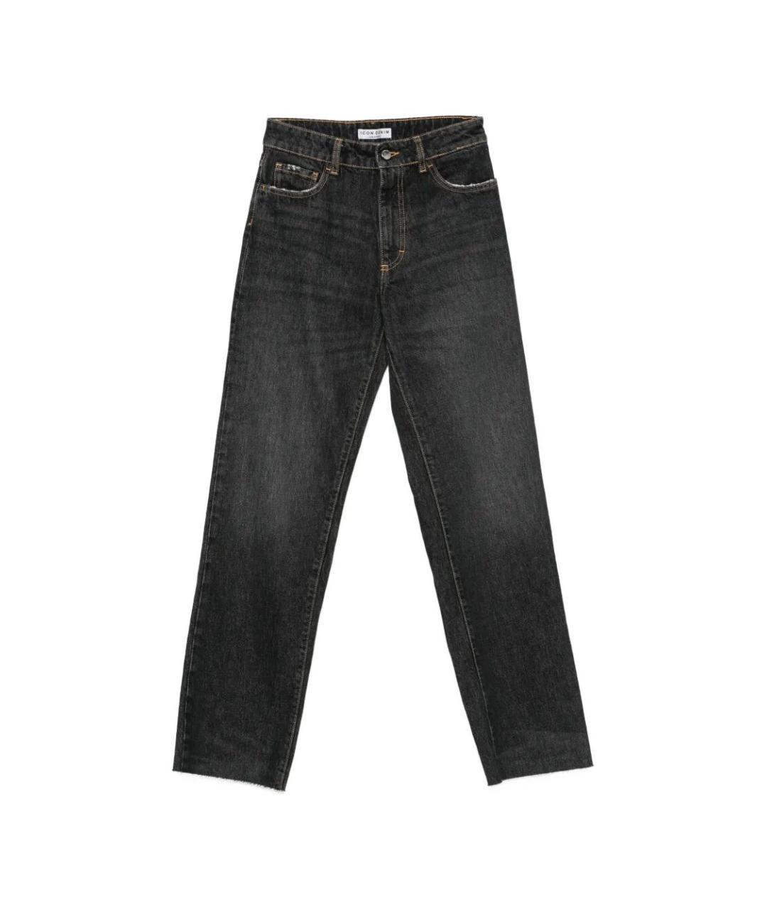 ICON DENIM Черные хлопковые прямые джинсы, фото 1