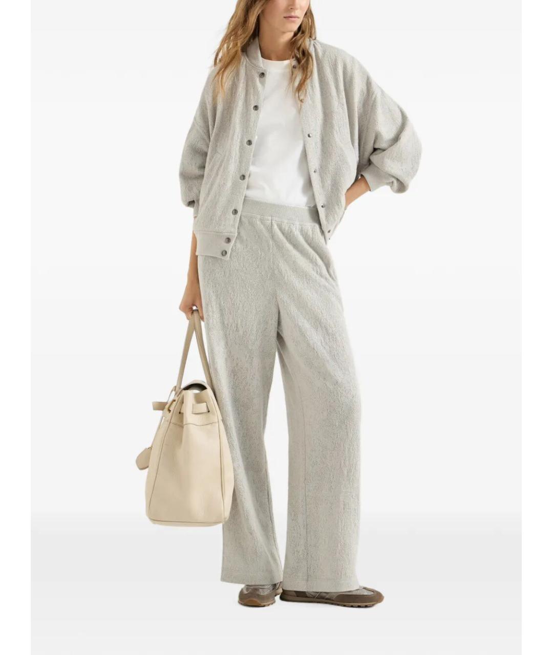 BRUNELLO CUCINELLI Серые шерстяные спортивные брюки и шорты, фото 2