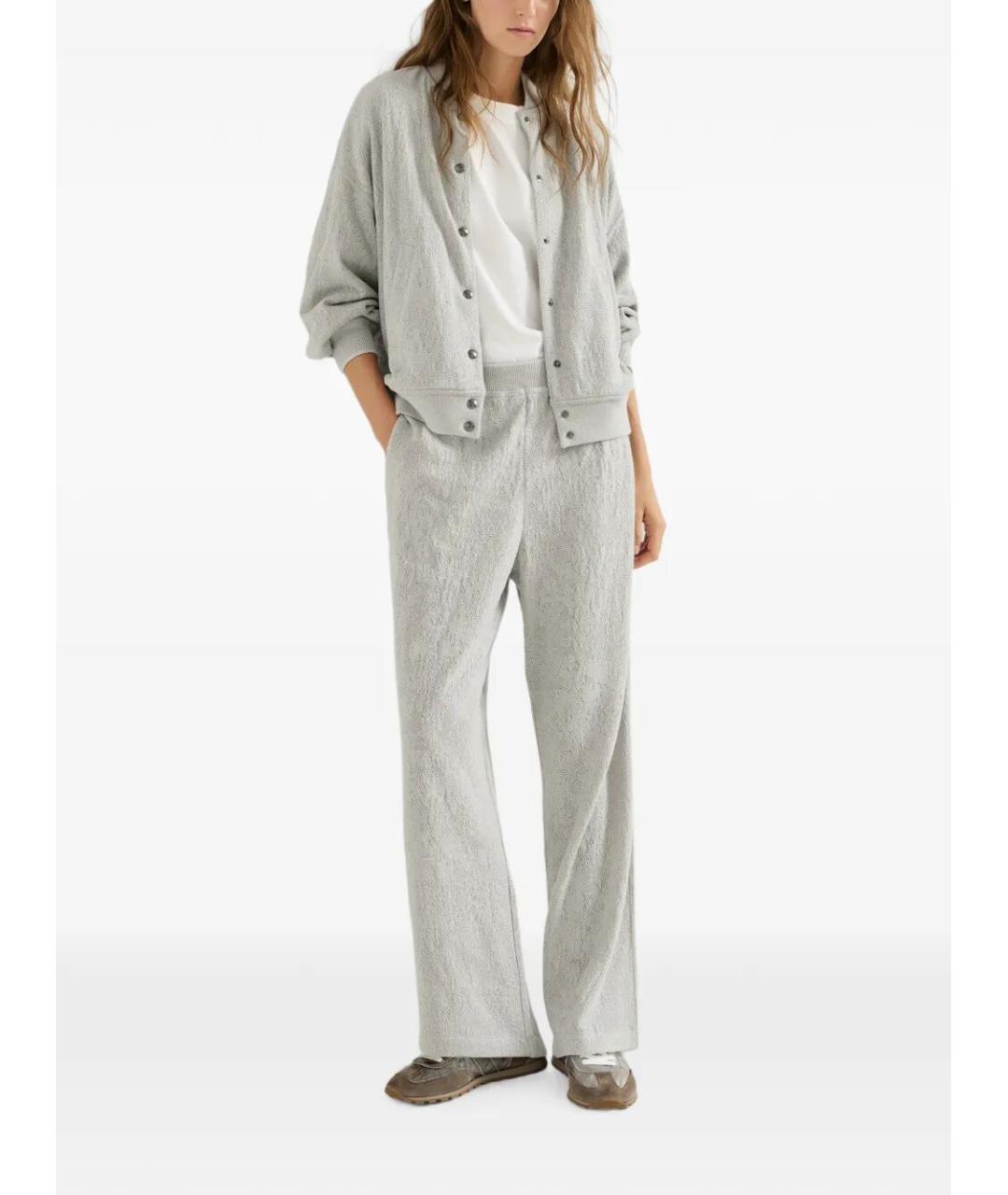 BRUNELLO CUCINELLI Серые шерстяные спортивные брюки и шорты, фото 3