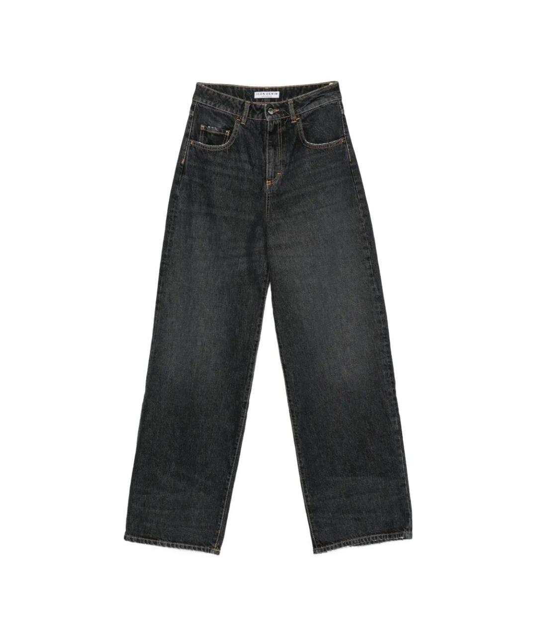 ICON DENIM Черные хлопковые прямые джинсы, фото 1