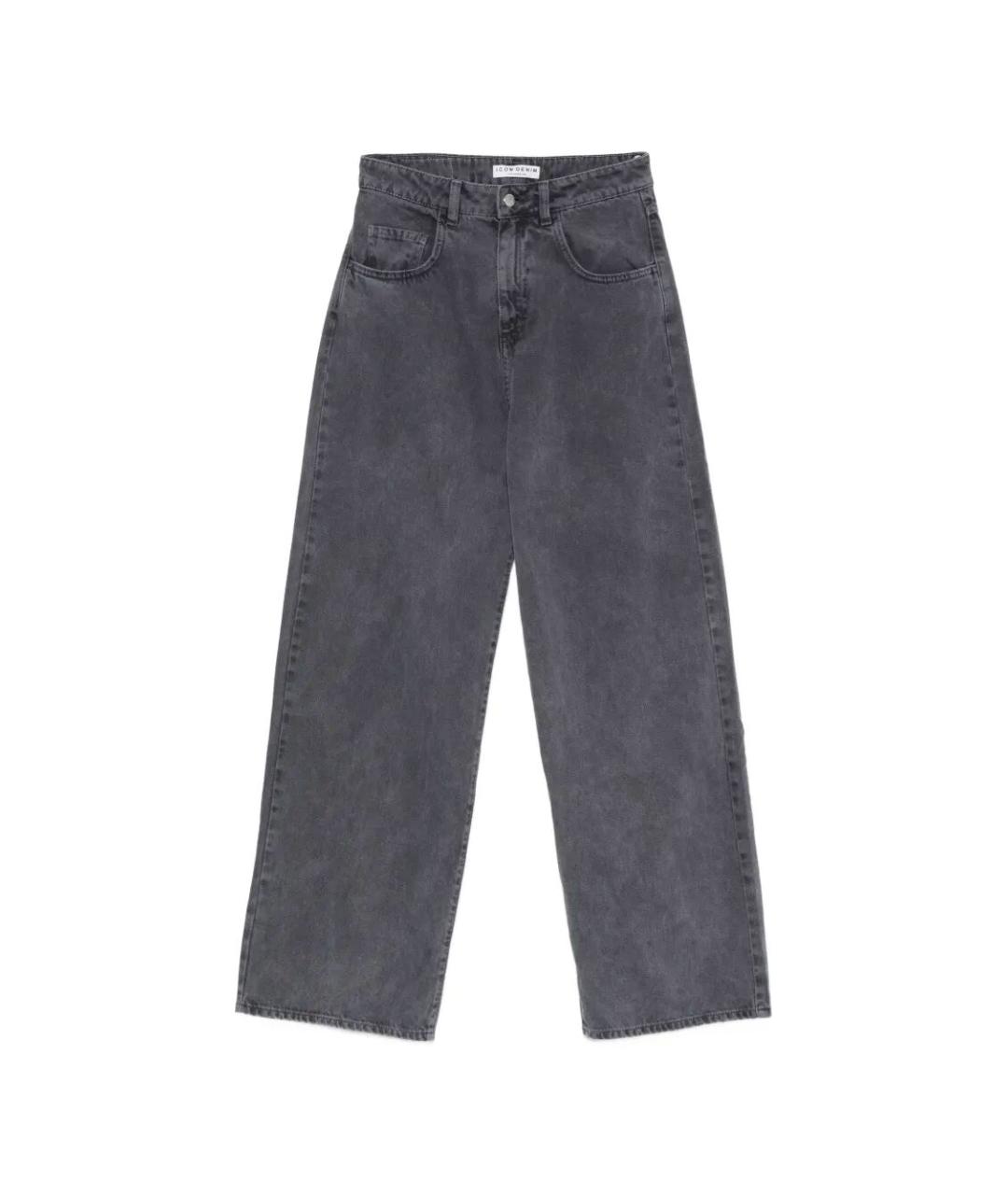 ICON DENIM Серые хлопковые прямые джинсы, фото 1