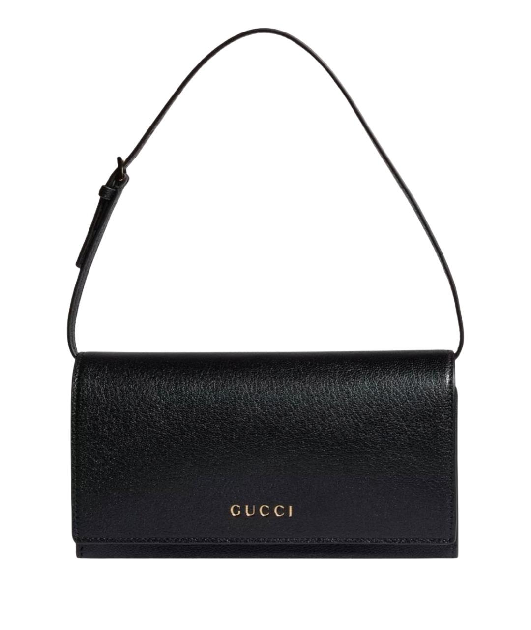 GUCCI Черная кожаная сумка с короткими ручками, фото 1