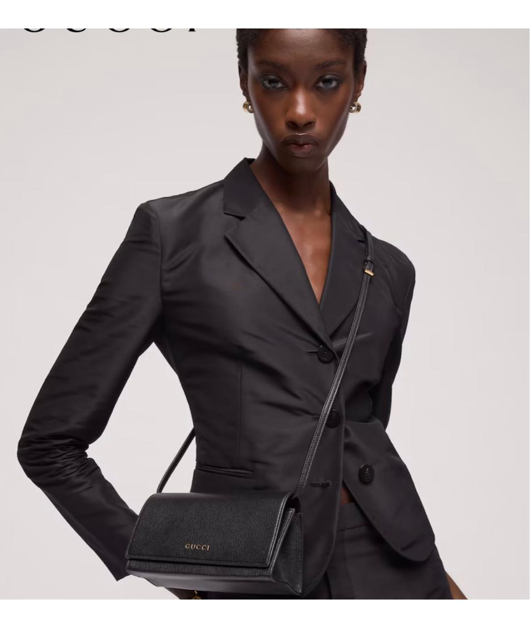 GUCCI Черная кожаная сумка с короткими ручками, фото 5