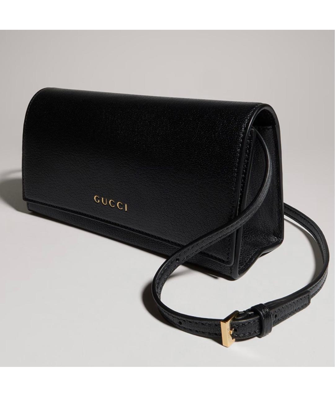 GUCCI Черная кожаная сумка с короткими ручками, фото 3