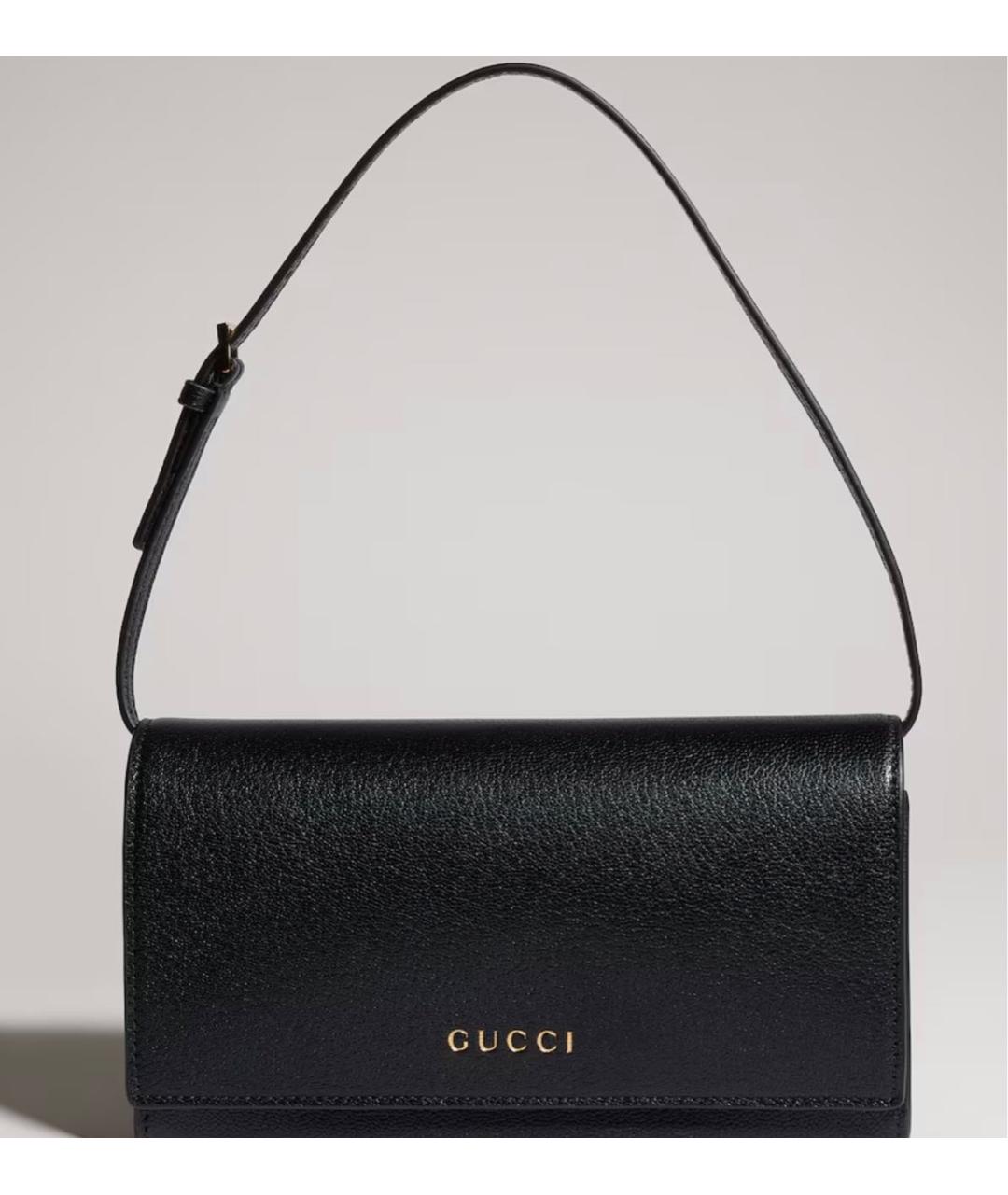 GUCCI Черная кожаная сумка с короткими ручками, фото 6