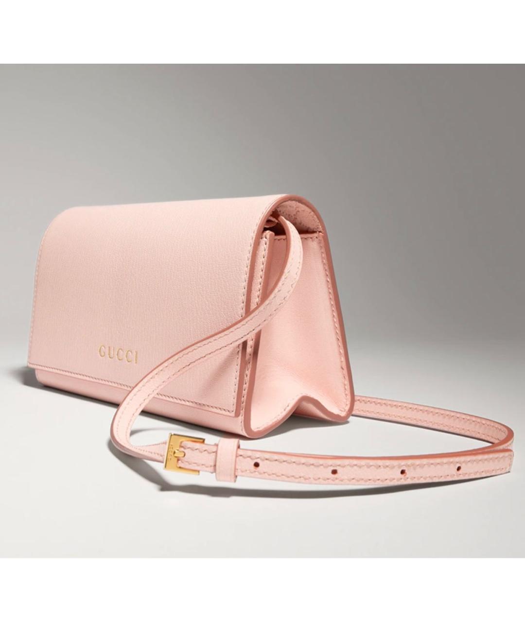 GUCCI Розовая кожаная сумка с короткими ручками, фото 4