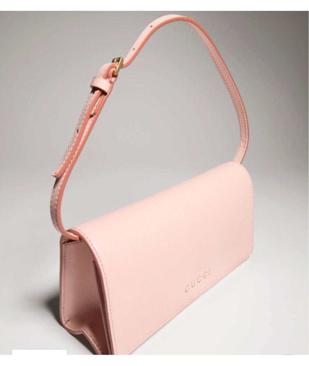 GUCCI Розовая кожаная сумка с короткими ручками, фото 2