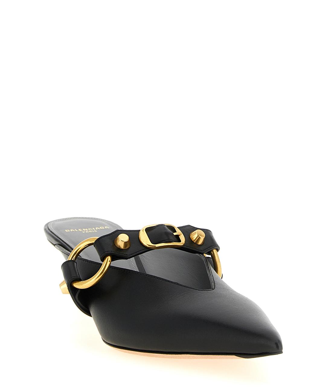 BALENCIAGA Черные кожаные мюли, фото 2
