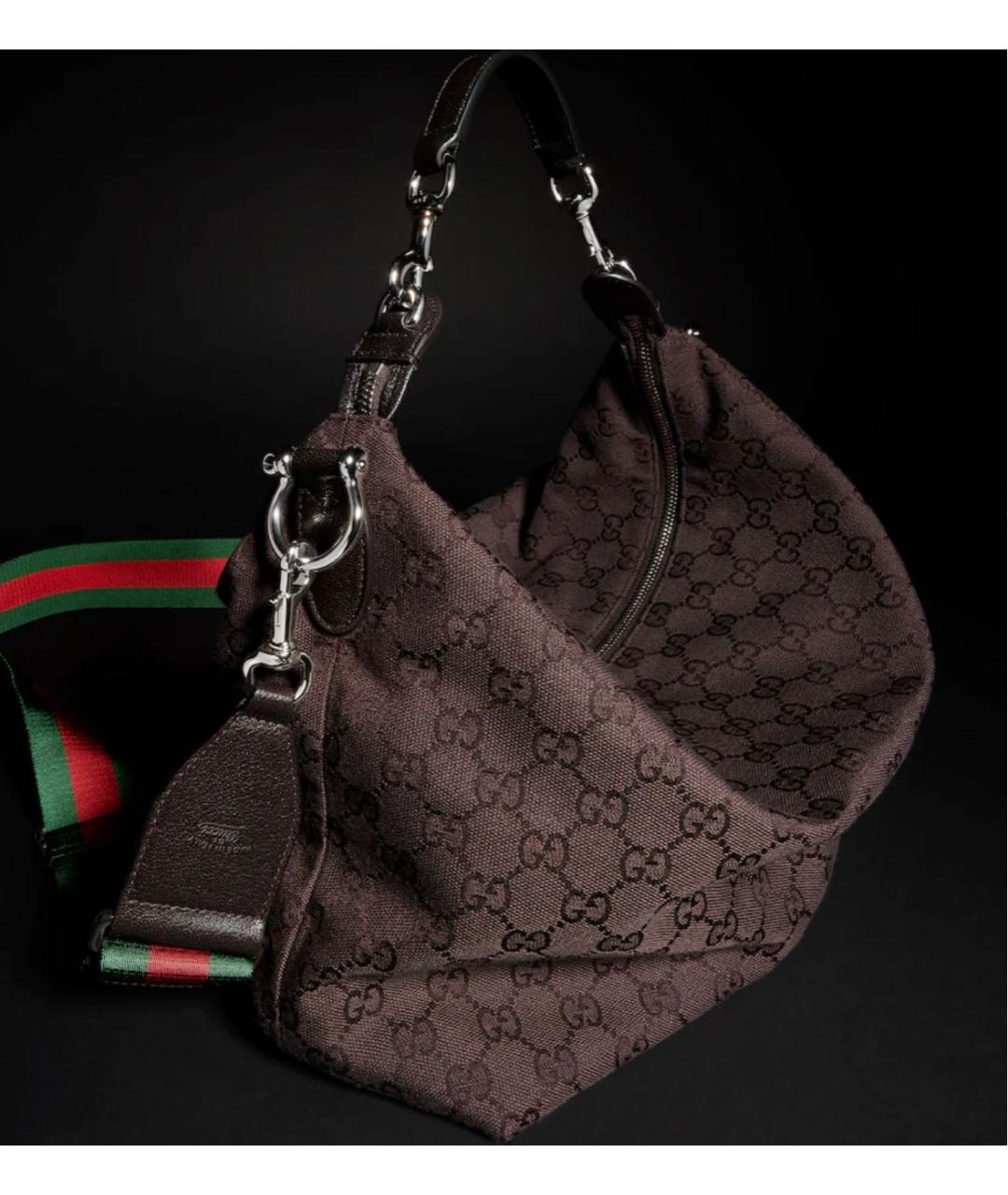 GUCCI Коричневая сумка с короткими ручками из канвы, фото 2