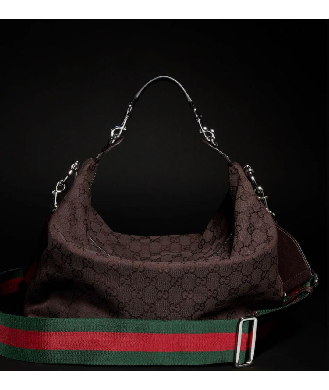 GUCCI Коричневая сумка с короткими ручками из канвы, фото 3