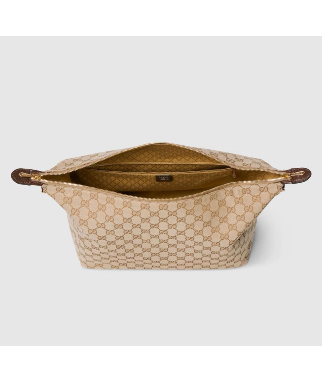 GUCCI Бежевая сумка с короткими ручками из канвы, фото 5