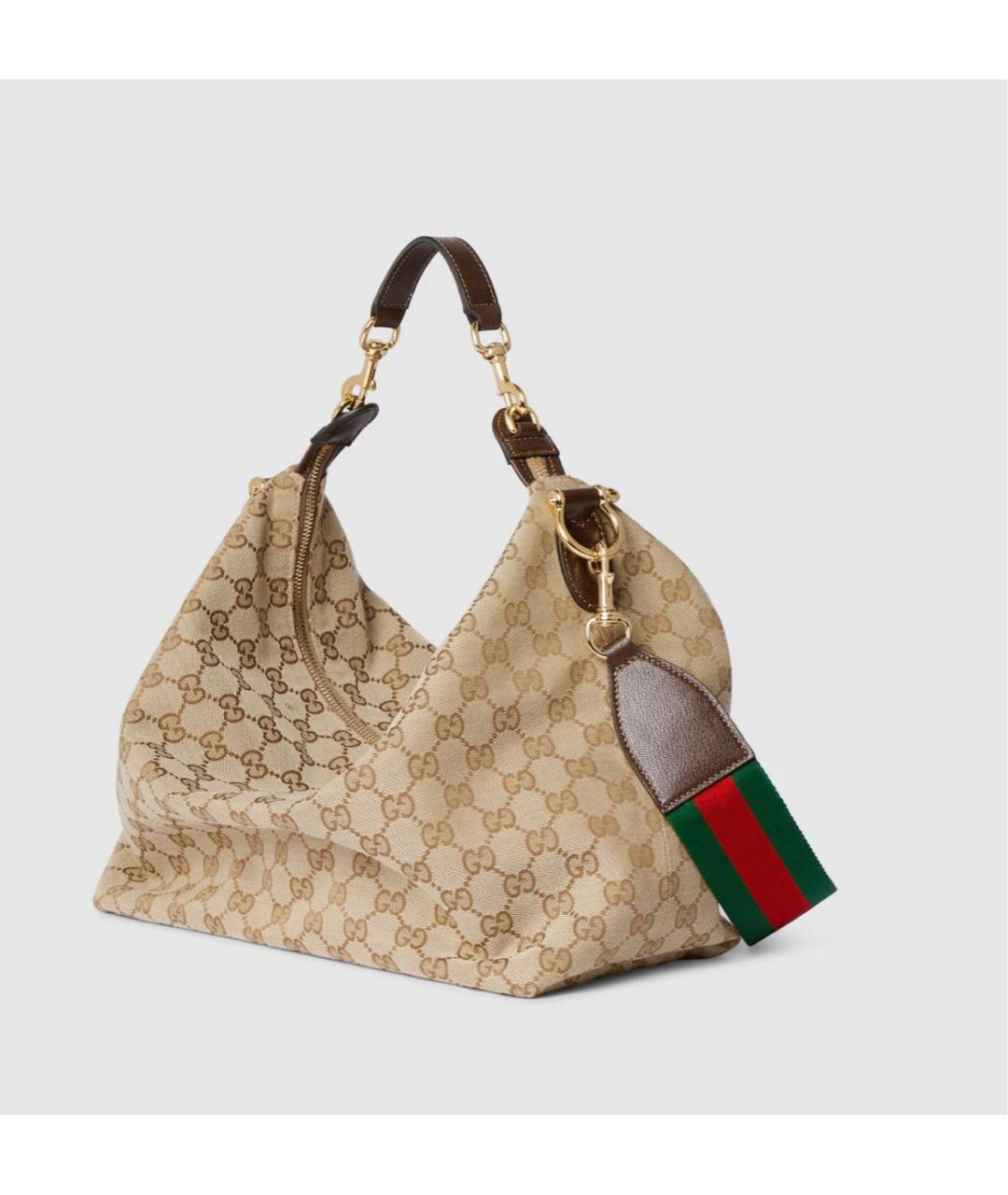 GUCCI Бежевая сумка с короткими ручками из канвы, фото 2